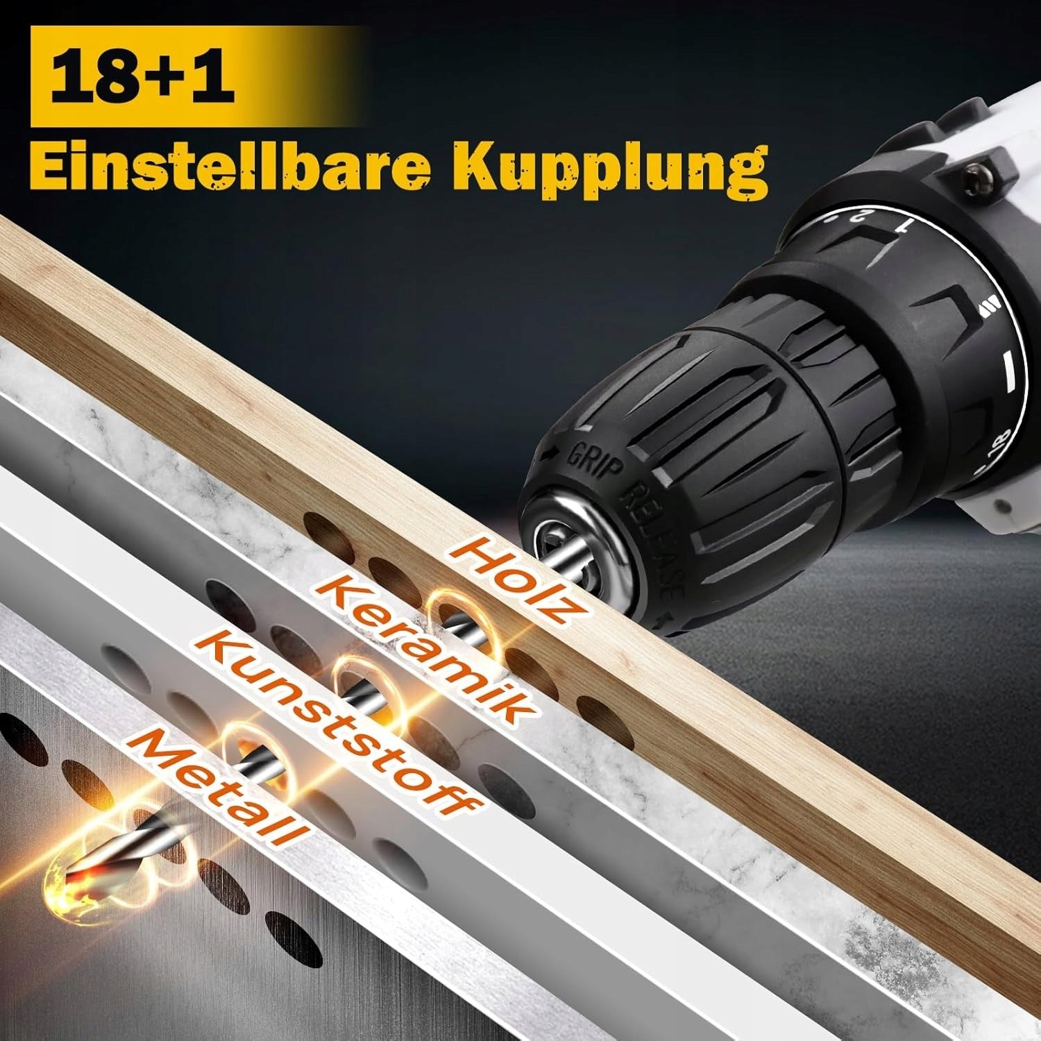 Cordless Drill/Driver, 16.8V Cordless Drill Set with 2×1.5Ah batteries Manufacturer code WZ-DRILL2-W
