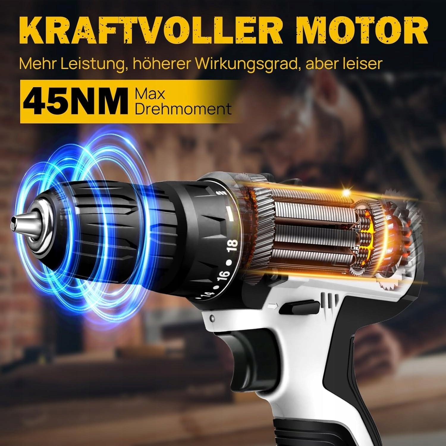Cordless Drill/Driver, 16.8V Cordless Drill Set with 2×1.5Ah batteries Packaging status original