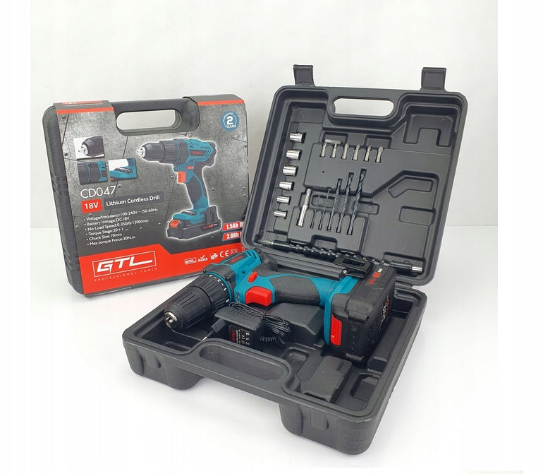 Cordless Drill/Driver 18V, GTL CD047, aku.2Ah+charger /SET