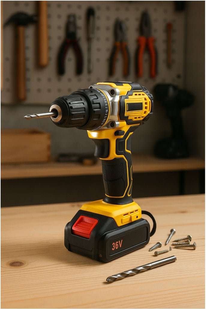 Cordless Drilling Machine 21V Yellow + 2 Batteries 2.0Ah in Suitcase Manufacturer code 02XS8