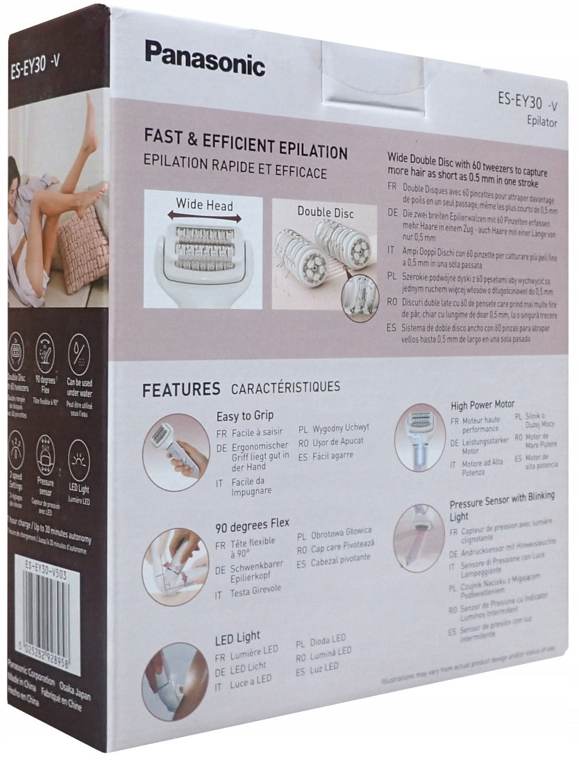Cordless Epilator for Bikini Legs Panasonic ES-EY30 Dual LED Drives Manufacturer code ES-EY30-V503
