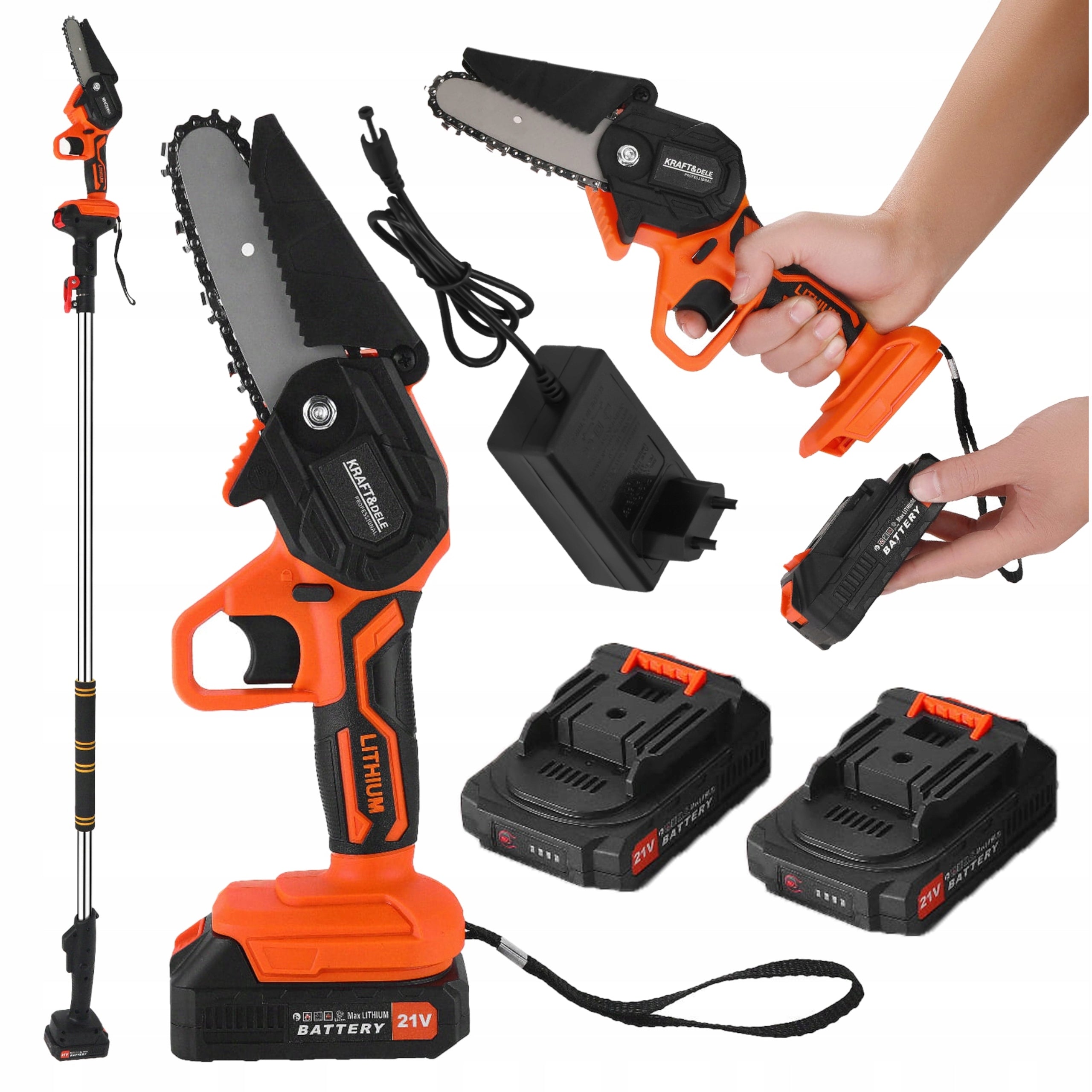 Cordless Garden Saw 2x 21V/2Ah 4" 320 RPM Boom Kraft&Dele