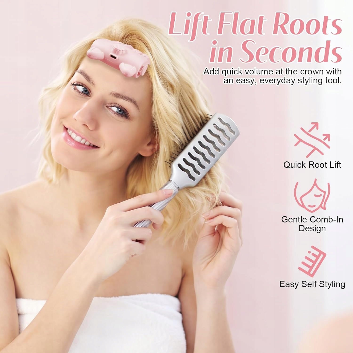 Cordless Heated Hair Volume Clip Crown Volumizing Styling Tool 2pcs Brand no brand