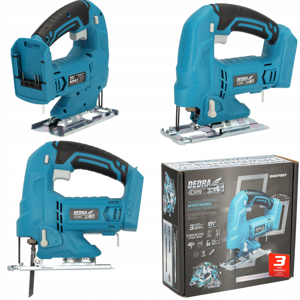 Cordless JIGSAW DEDRA SAS+ALL DED7067 Metal Wood Saw Adjustable