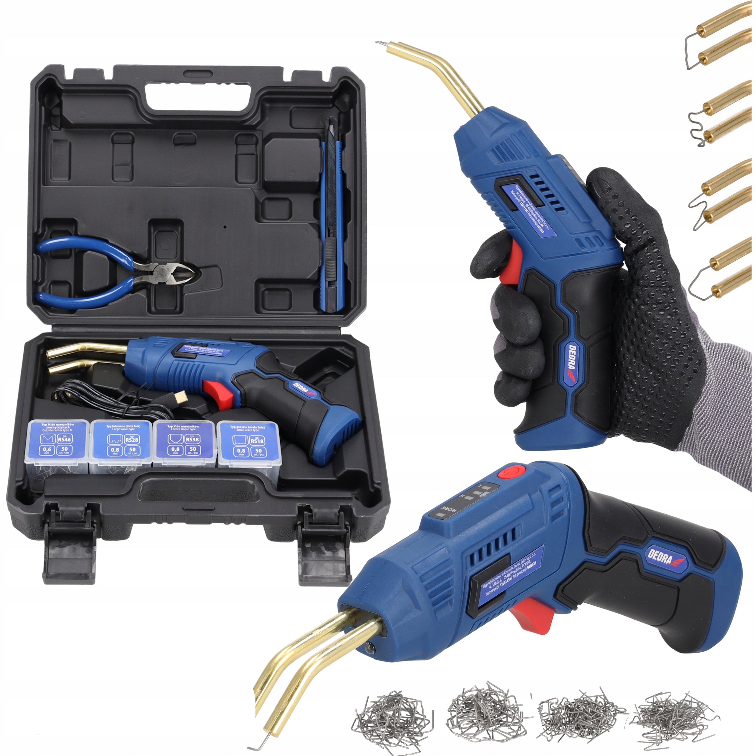 Cordless Plastic Welding Machine DEDRA Plastic Welding Machine 200 Pcs Staples