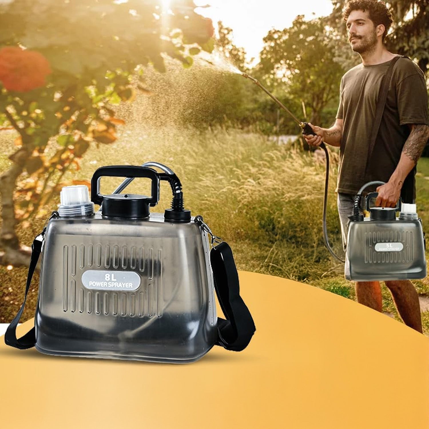 Cordless Pressure Sprayer Backpack 8l Garden 2ah With 4 Nozzles Packaging status original