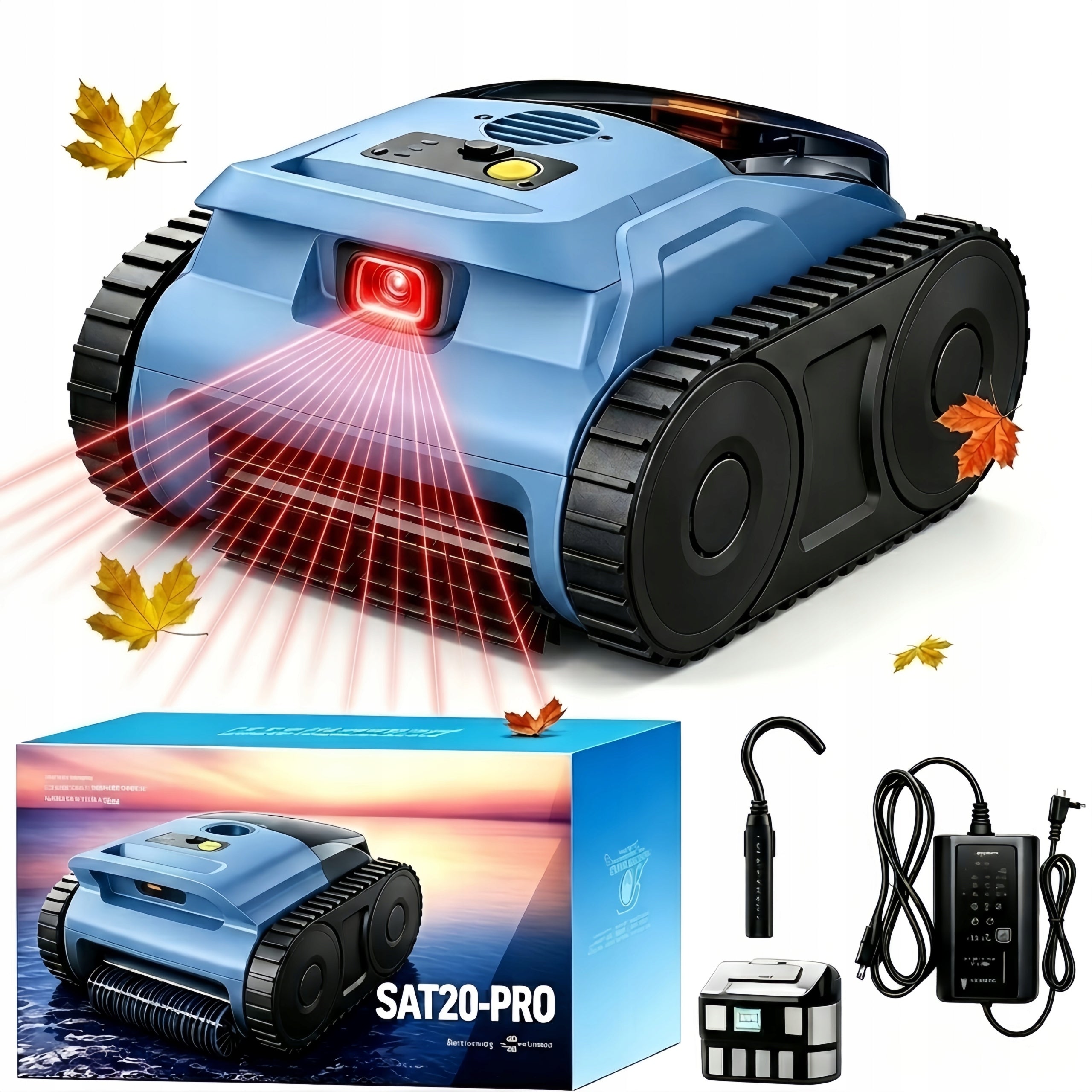 Cordless Robotic Pool Cleaner Automatic Wall Climbing Vacuum 180min Battery