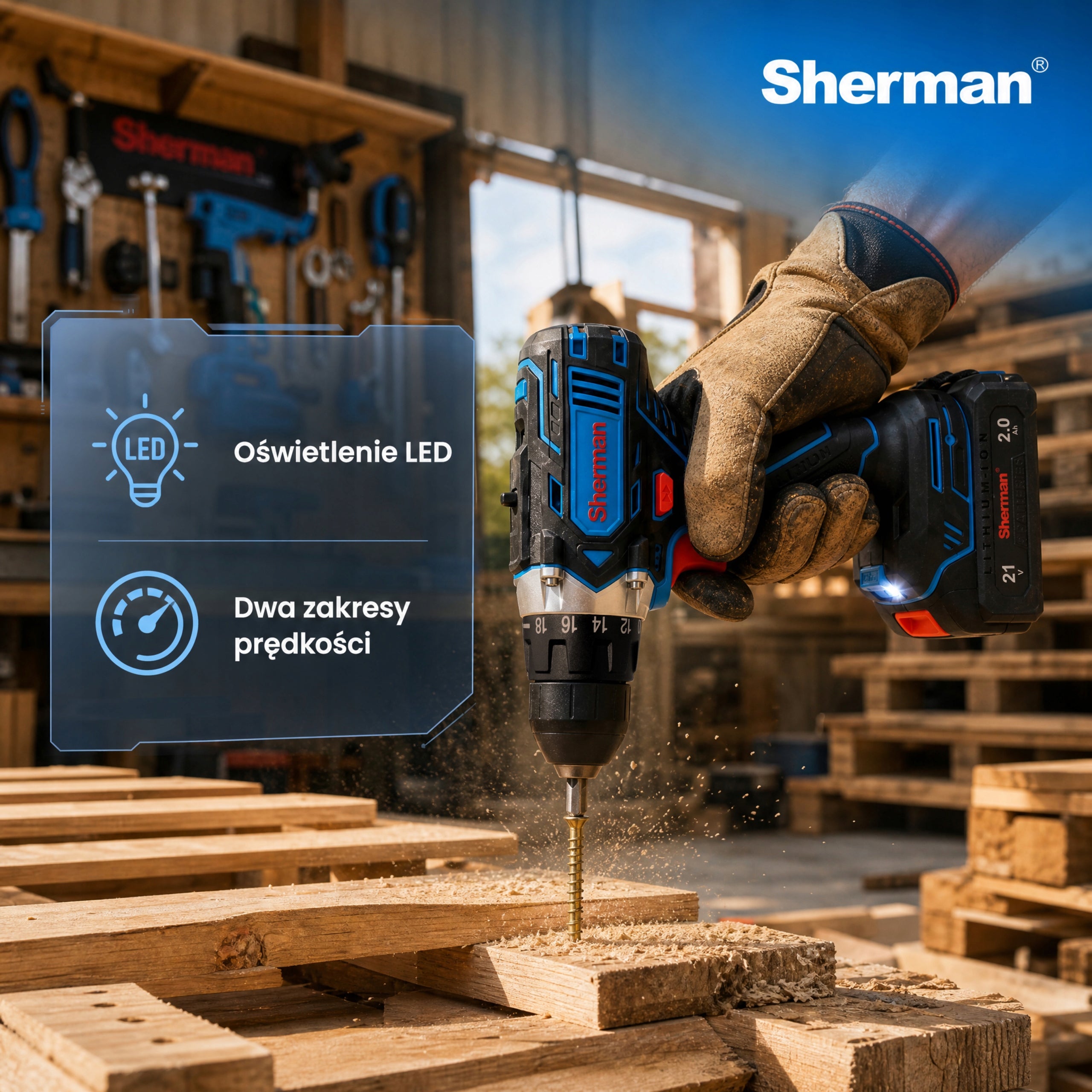 Cordless SCREWDRIVER ET-101 POWERFUL MOTOR 2x AKU 21V | Sherman Manufacturer code WKRĘTARKA AKUMULATOROWA ET-101