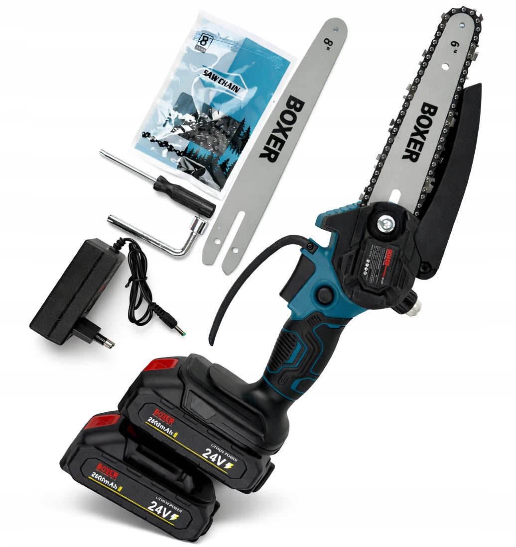 Cordless Saw 24V BOXER Chainsaw 6'' + 2 Aku Suitcase