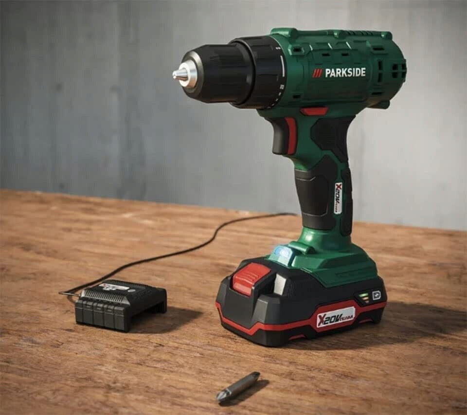 Cordless Screwdriver Parkside 20 V PBSA 20 Li 2Ah With Battery and Charger Packaging status original