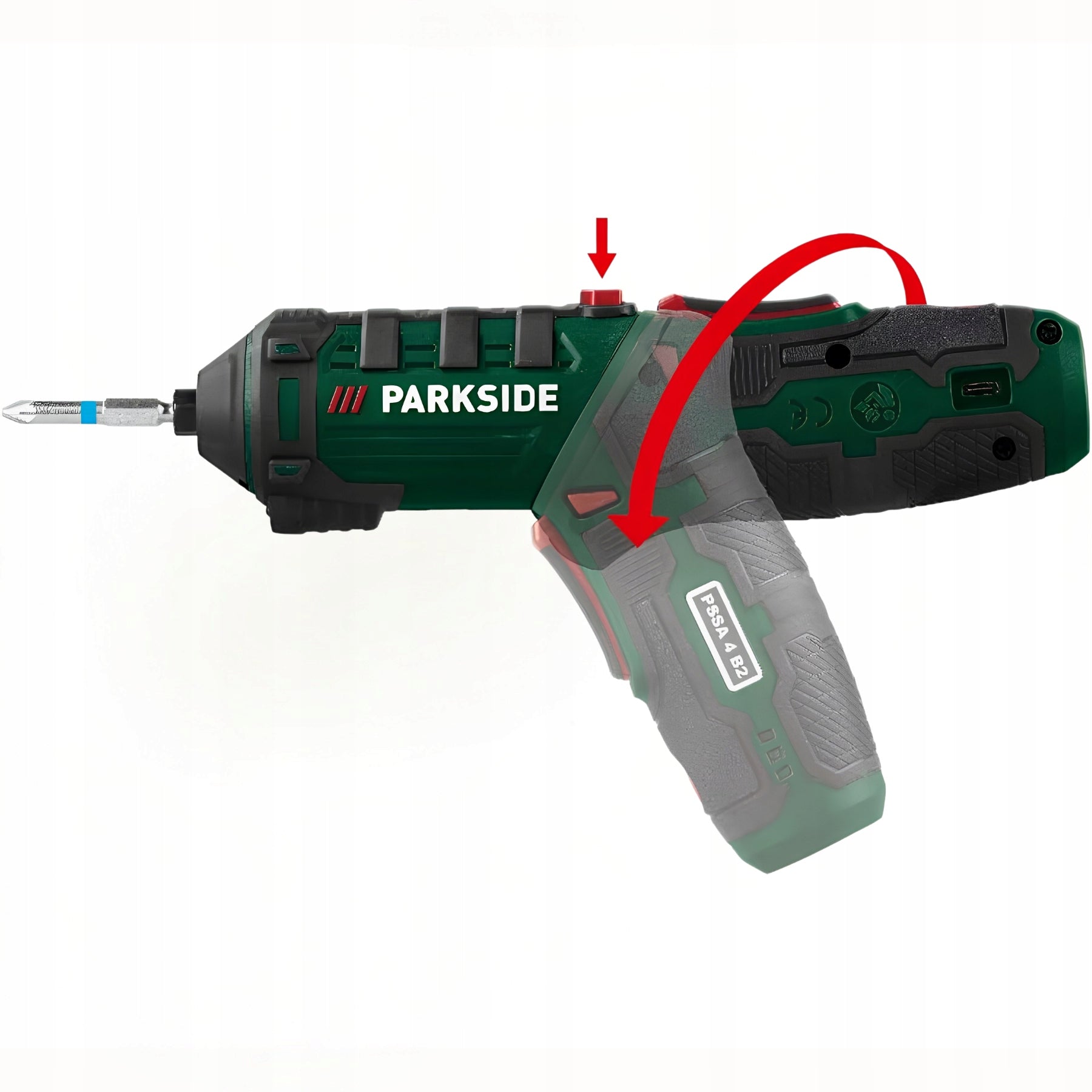 Cordless Screwdriver Straight Screwdriver Parkside PSSA 4V +Bits +Case Manufacturer code 508241_2507