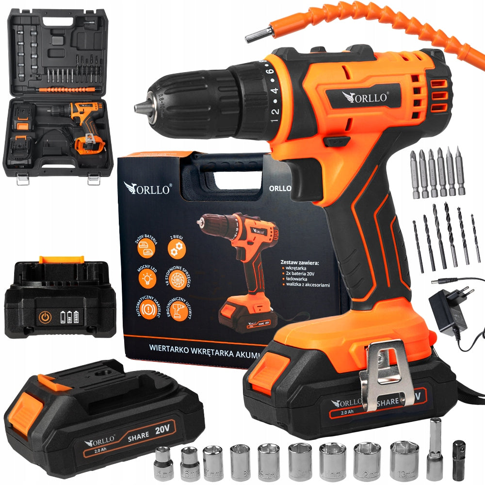 Cordless Screwdriver with Suitcase 2xBatteries 30 Elements + FREEBIE