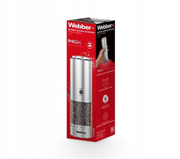 Cordless Spice / Salt / Pepper Grinder Webber MK30 Silver Packaging status original