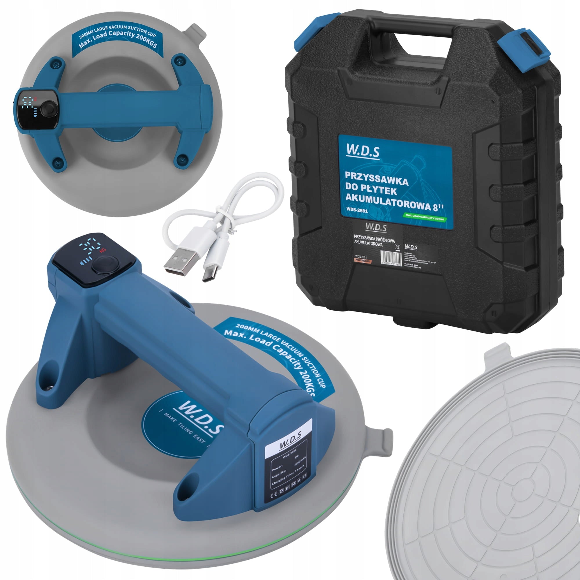 Cordless Suction Cup 200mm 200kg USB-C WDS2691