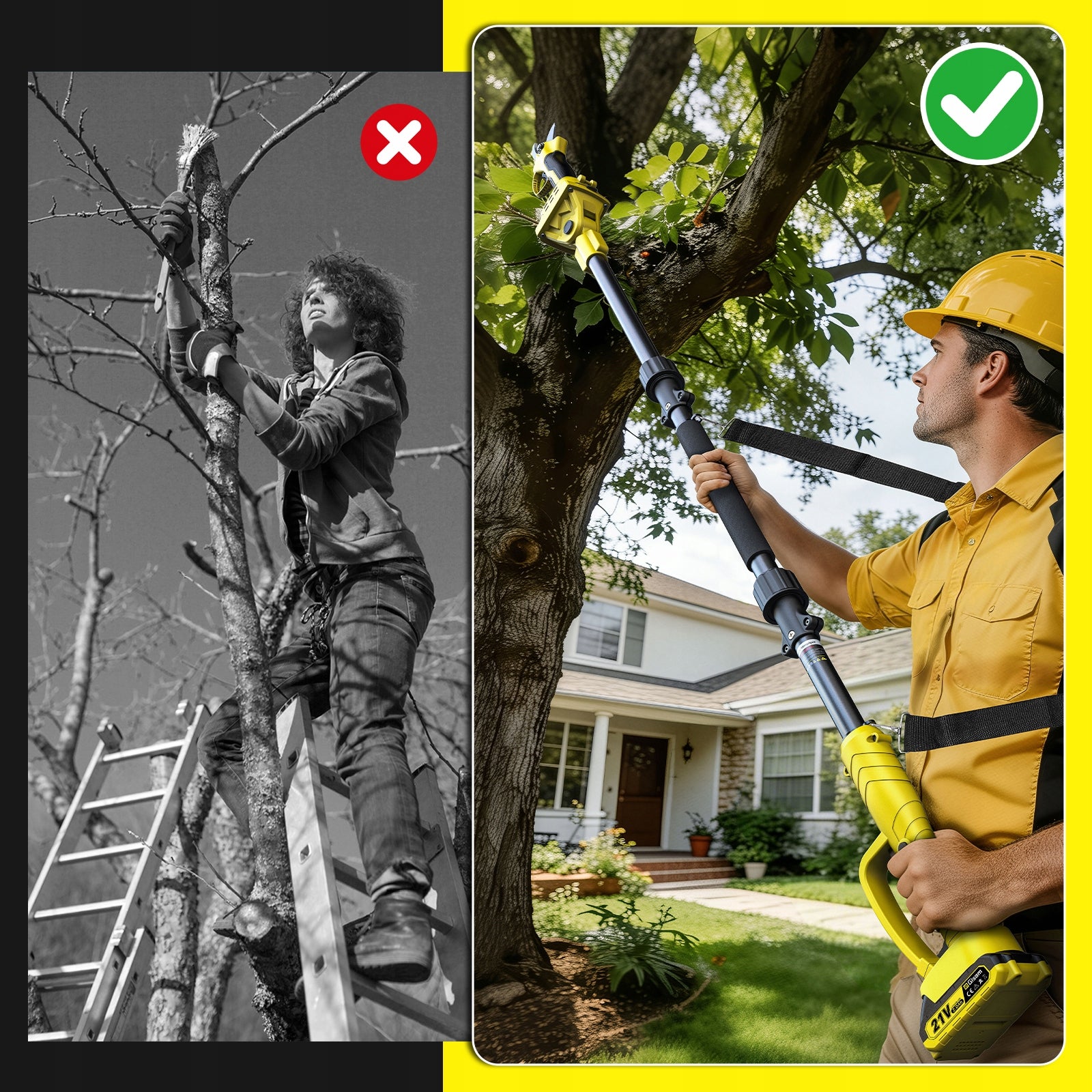 Cordless Telescopic Pruner for Branches 21V Brushless 2x Batteries 25mm Packaging status original