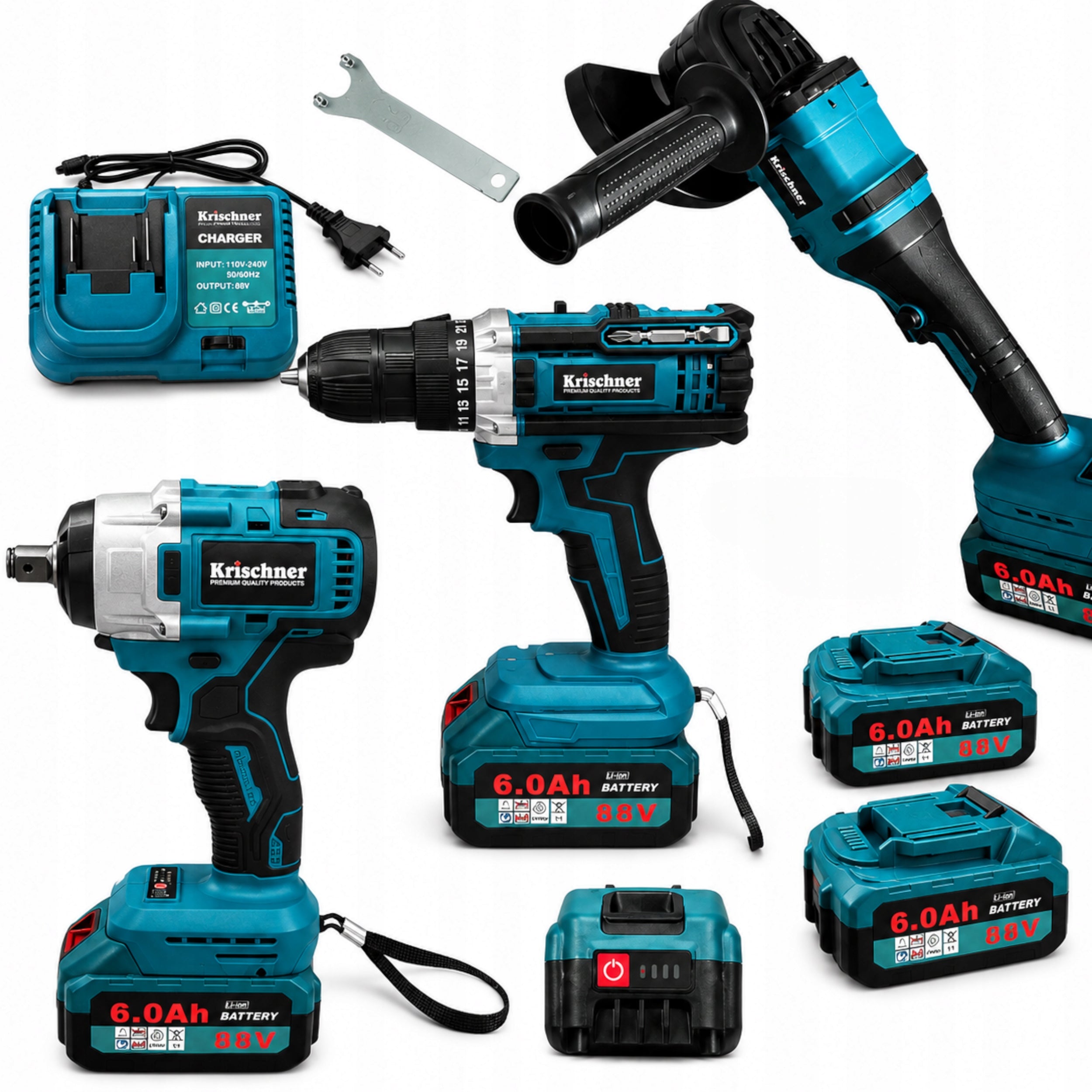 Cordless Tool Kit Drill Angle Grinder Impact Wrench
