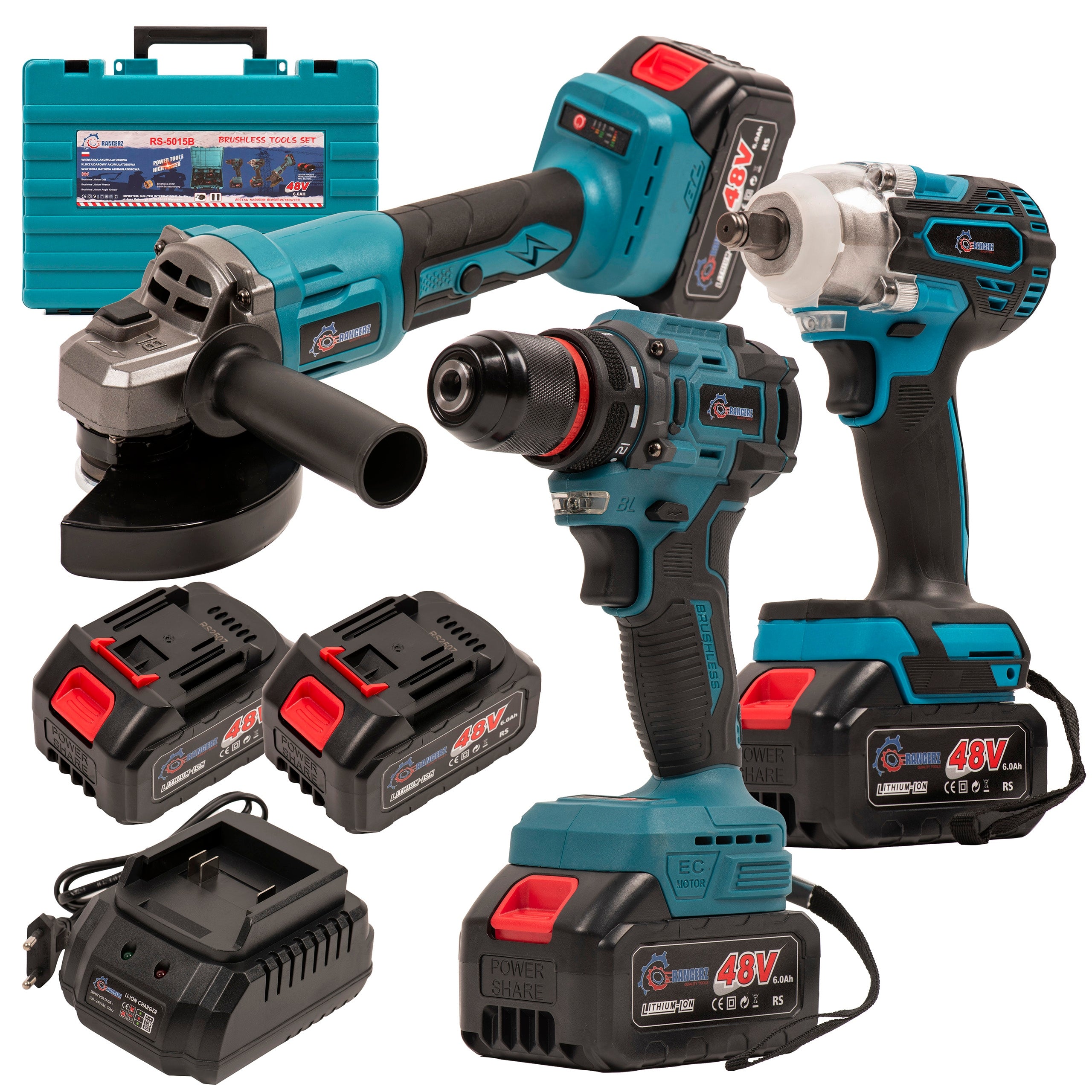 Cordless Tool Kit Screwdriver 48V Impact Wrench Grinder 3in1