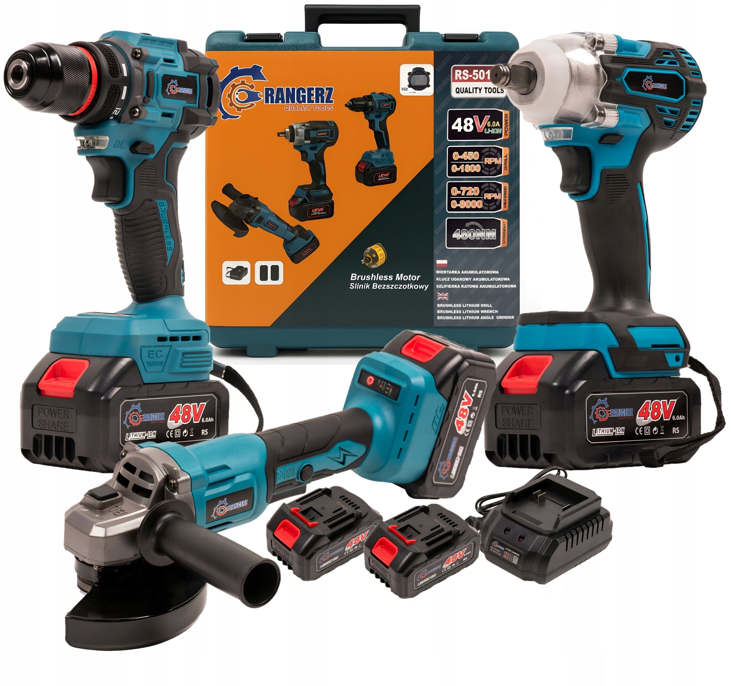Cordless Tool Set 3in1 Grinder Screwdriver Impact Wrench 21V