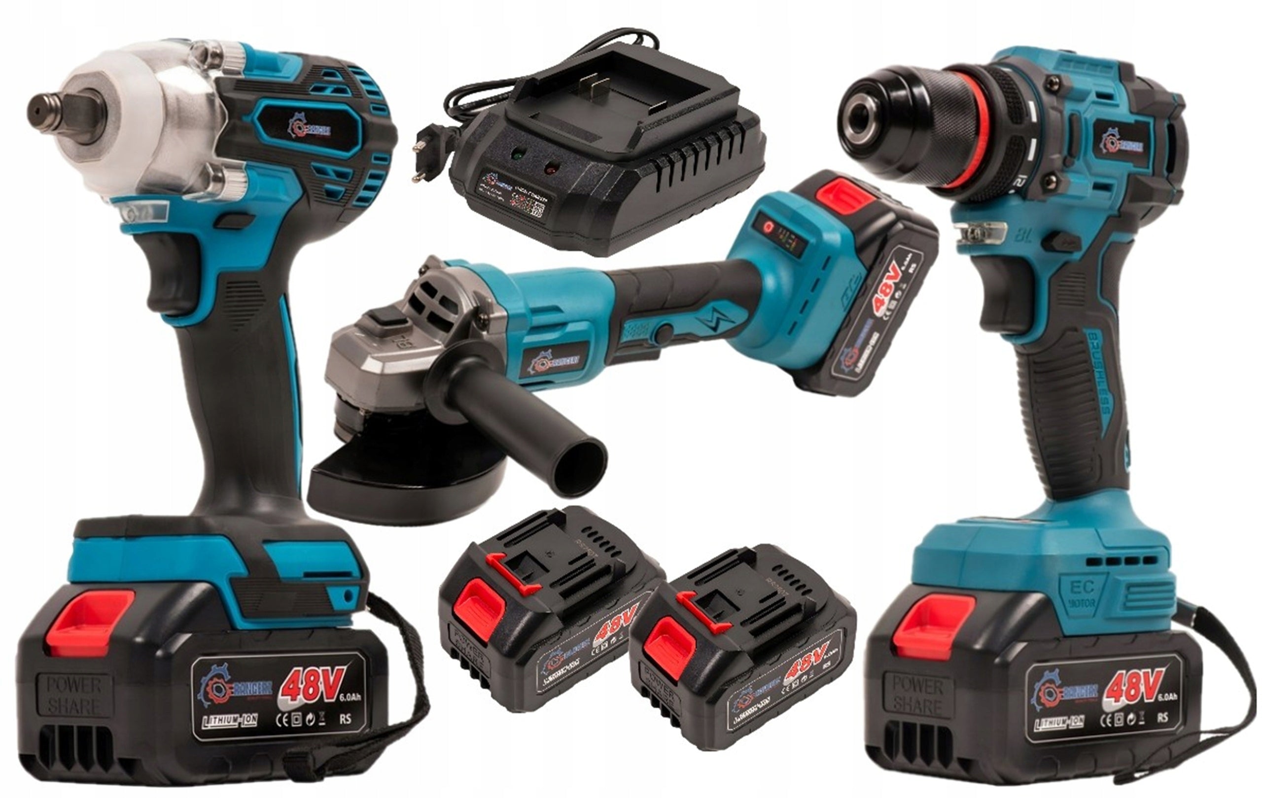 Cordless Tool Set 48V SCREWDRIVER IMPACT WRENCH GRINDER 3IN1