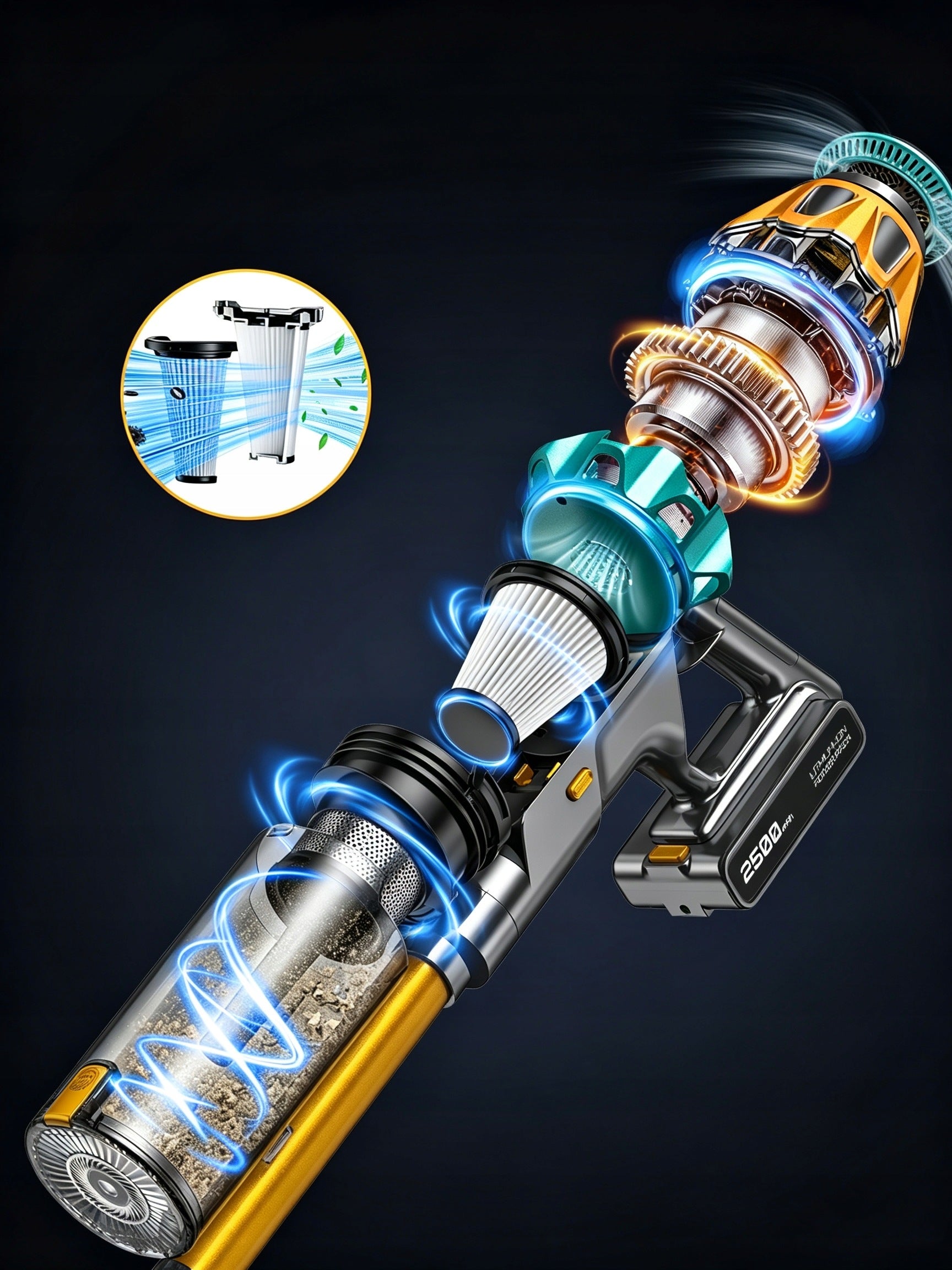 Cordless Upright Handheld Vacuum Cleaner 600w 55KPA For Home 1.8L Brand Feward