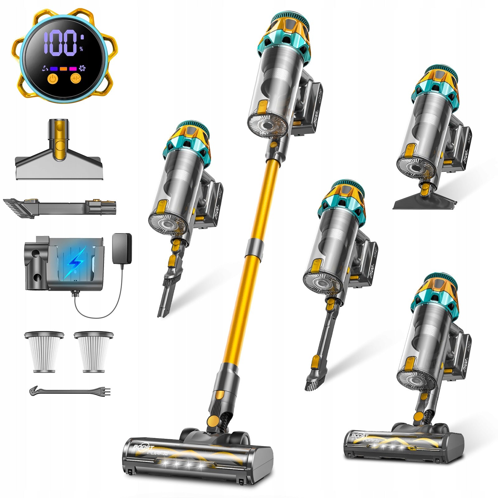 Cordless Upright Handheld Vacuum Cleaner 600w 55KPA For Home 1.8L