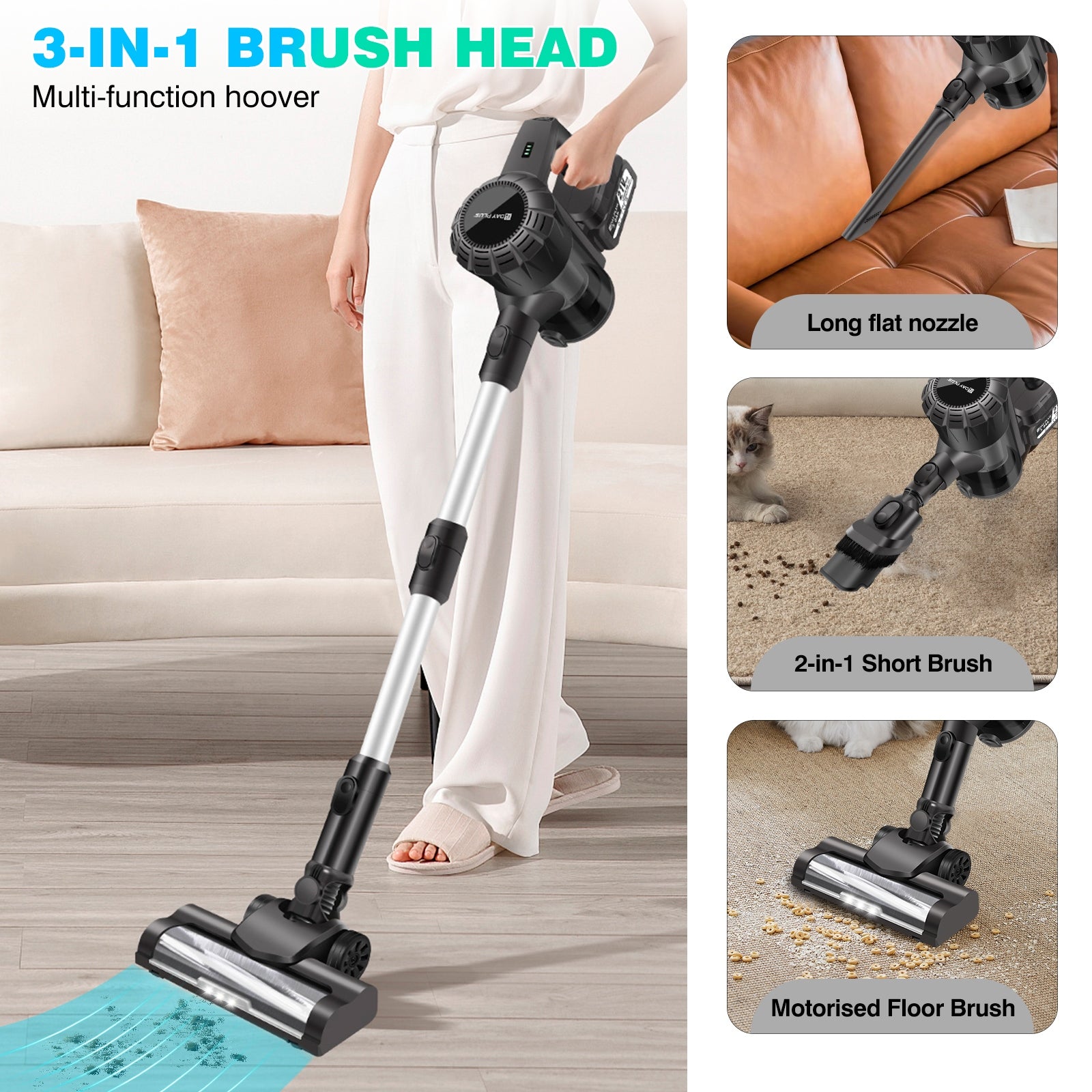 Cordless Vacuum Cleaner Stick 15KPA Handheld Carpets/Hard Floors 2 Battery EAN (GTIN) 721703682675