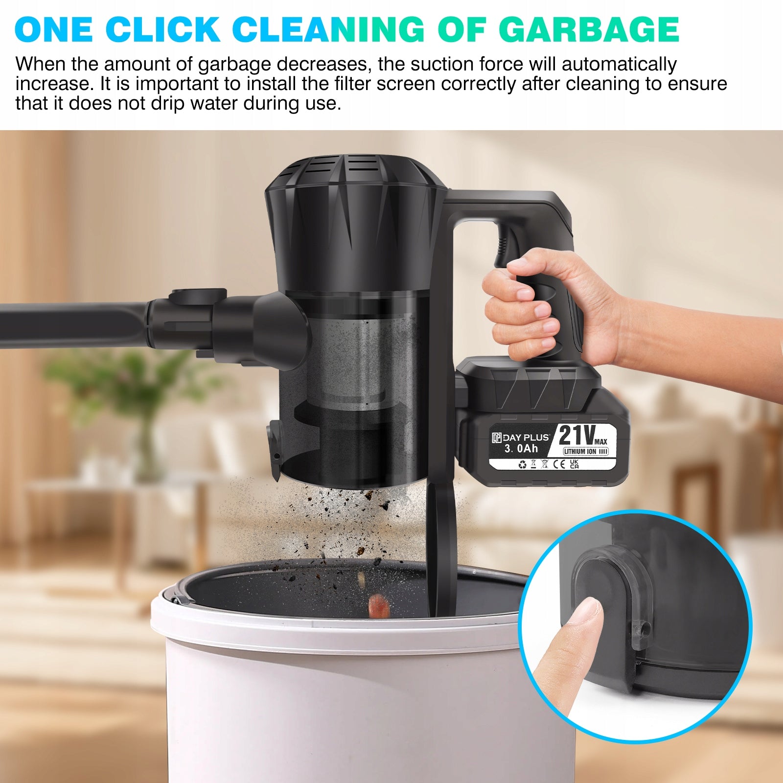Cordless Vacuum Cleaner Stick 15KPA Handheld Carpets/Hard Floors 2 Battery Manufacturer code WZ-2J-XCQ2-GREY-YFH1