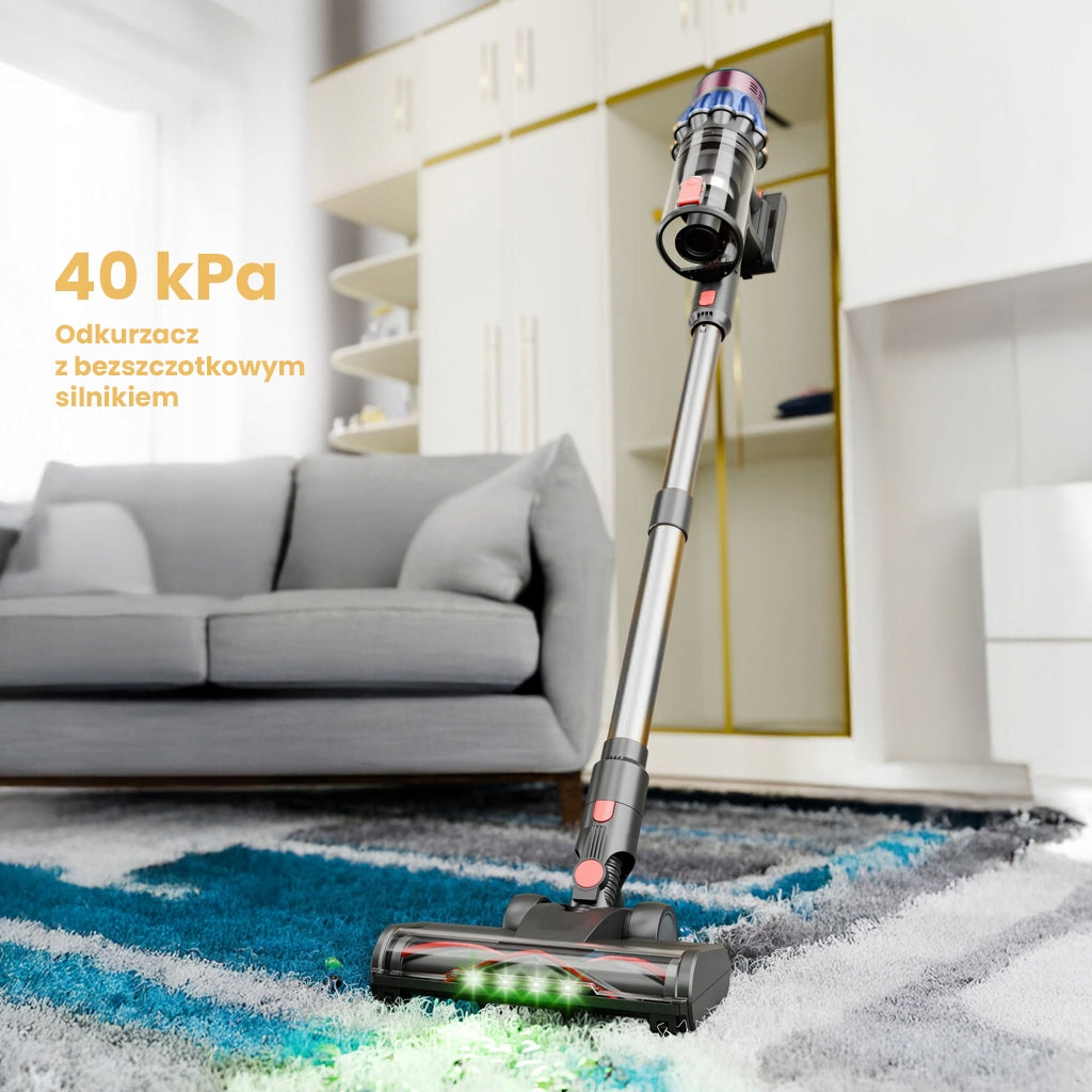 Cordless Vertical Vacuum Cleaner BERGMANN PUX 728 650W LED Electrobrush Power supply rechargeable battery