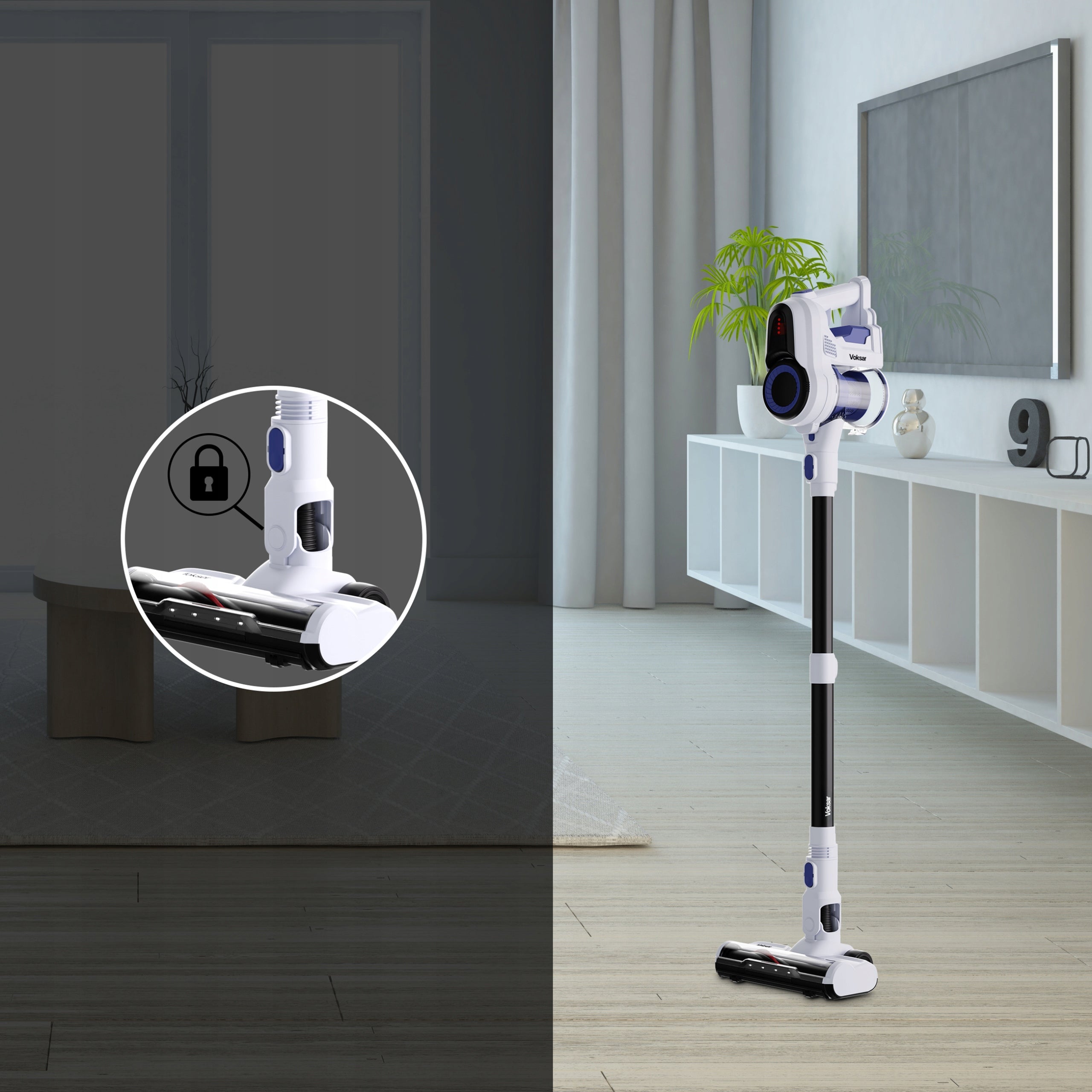 Cordless Vertical Vacuum Cleaner VOKSAR A11 LED 5in1 HEPA Handheld Cyclone Brand VOKSAR