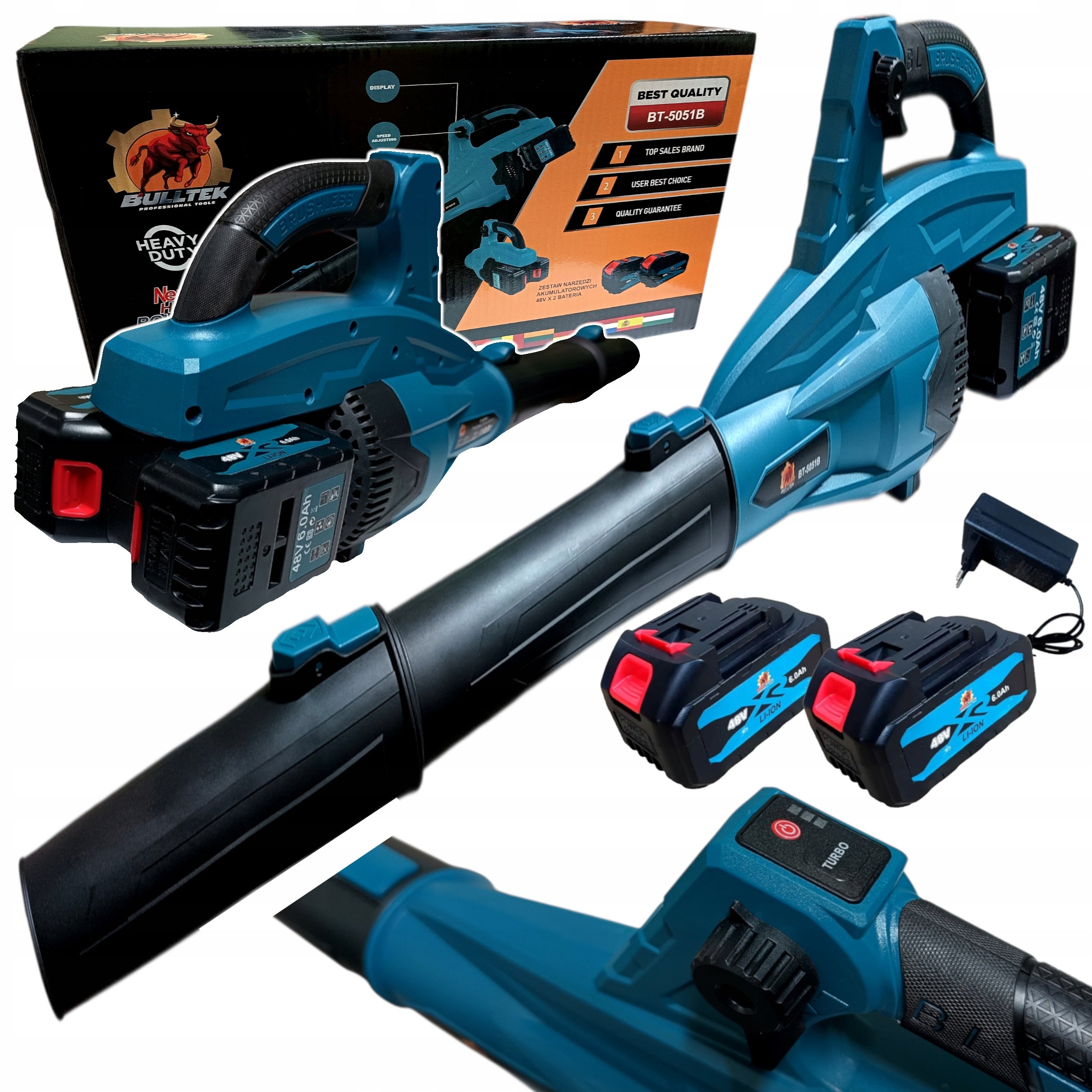 Cordless blower BULL TECH 48V 6Ah 9,5 m3/min 270 km/h