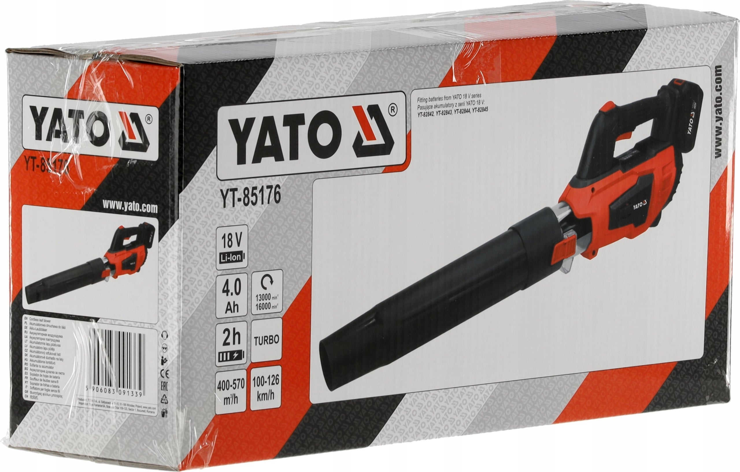 Cordless blower YATO 18V 570 m³/min 3,3 kg YT-85176 4AH BATTERY Tool weight 3.3 kg
