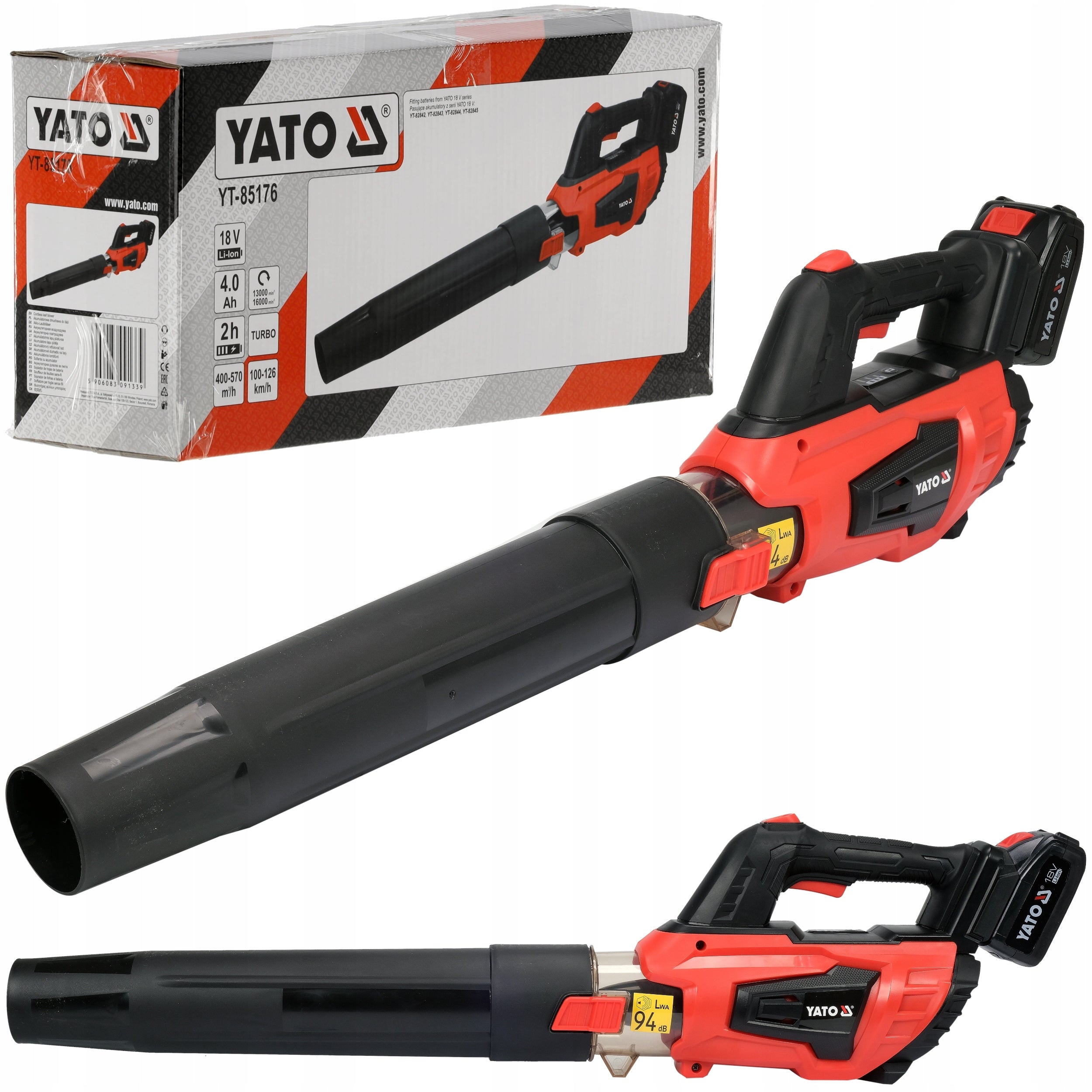 Cordless blower YATO 18V 570 m³/min 3,3 kg YT-85176 4AH BATTERY