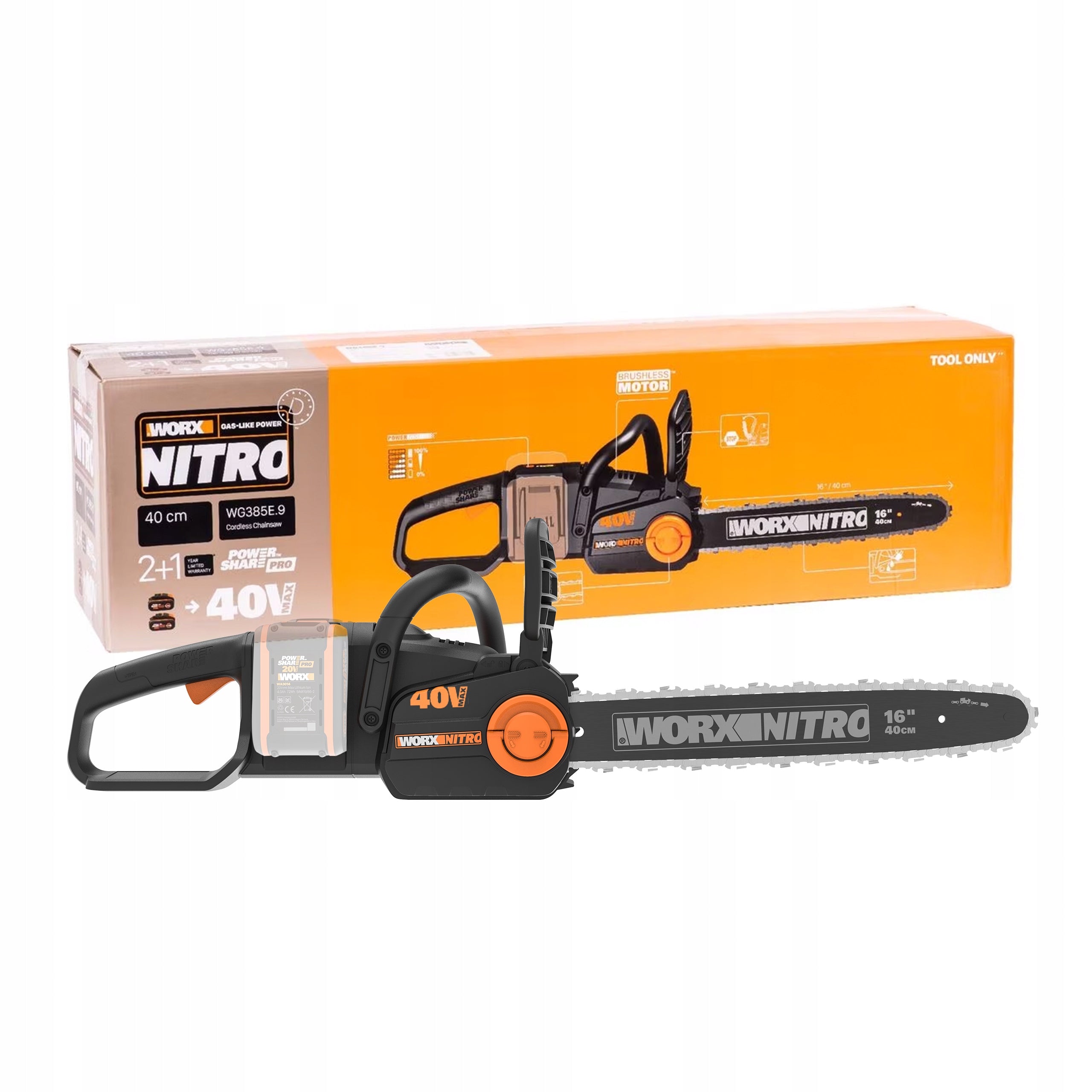 Cordless chainsaw Worx WG385E.9 40V NITRO PowerShare