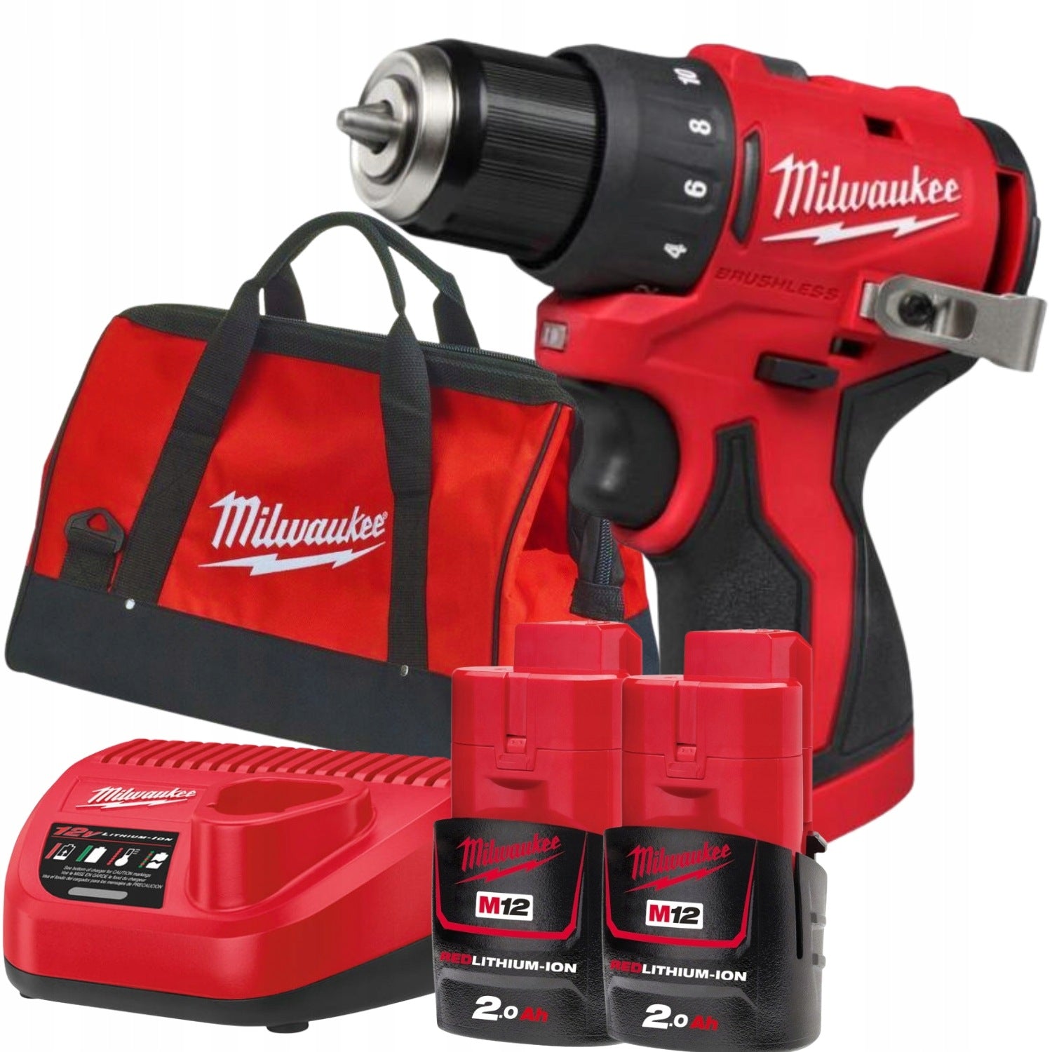 Cordless drill Milwaukee M12 BLDDRC-202C 40NM 12V Set