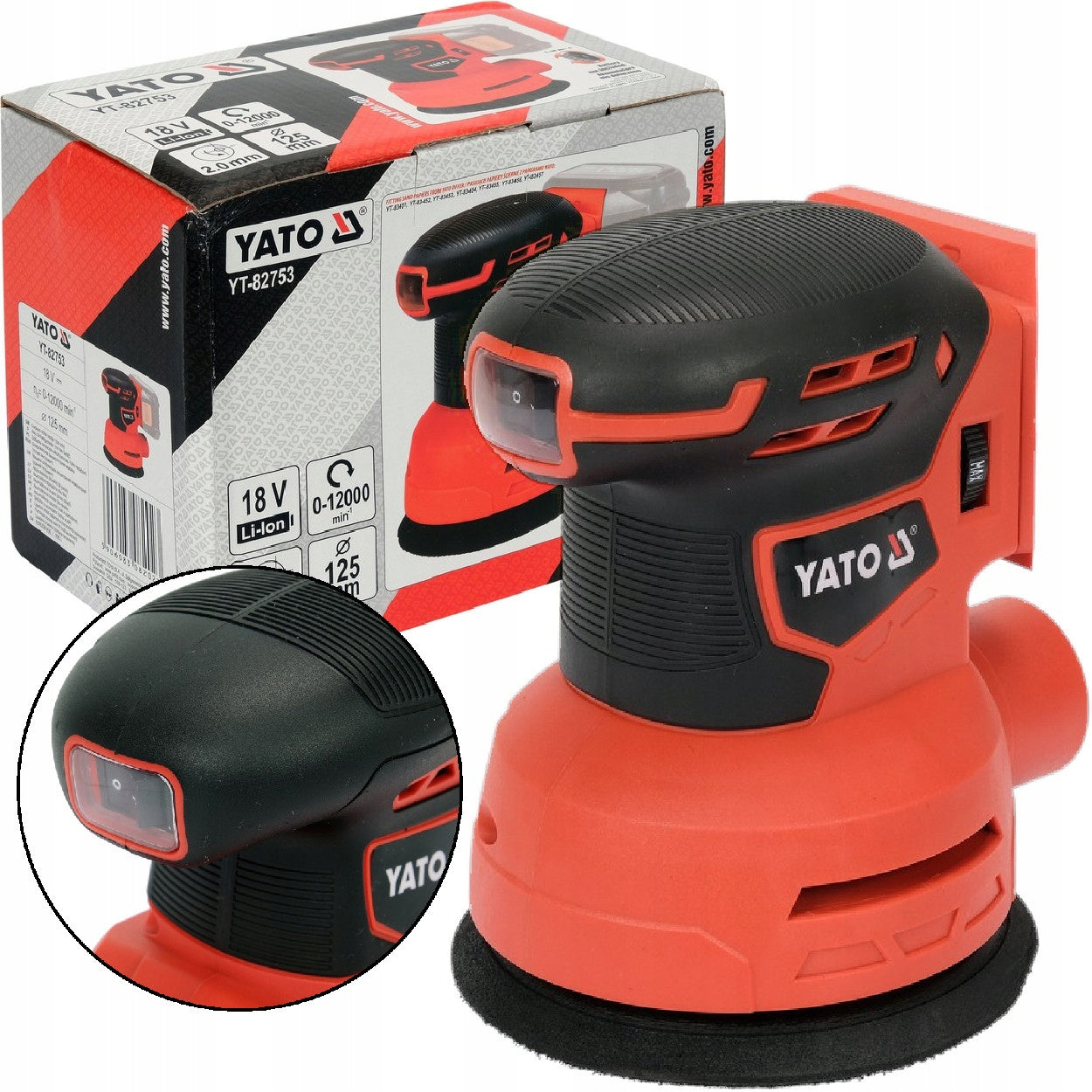 Cordless eccentric grinding machine Yato 18 V