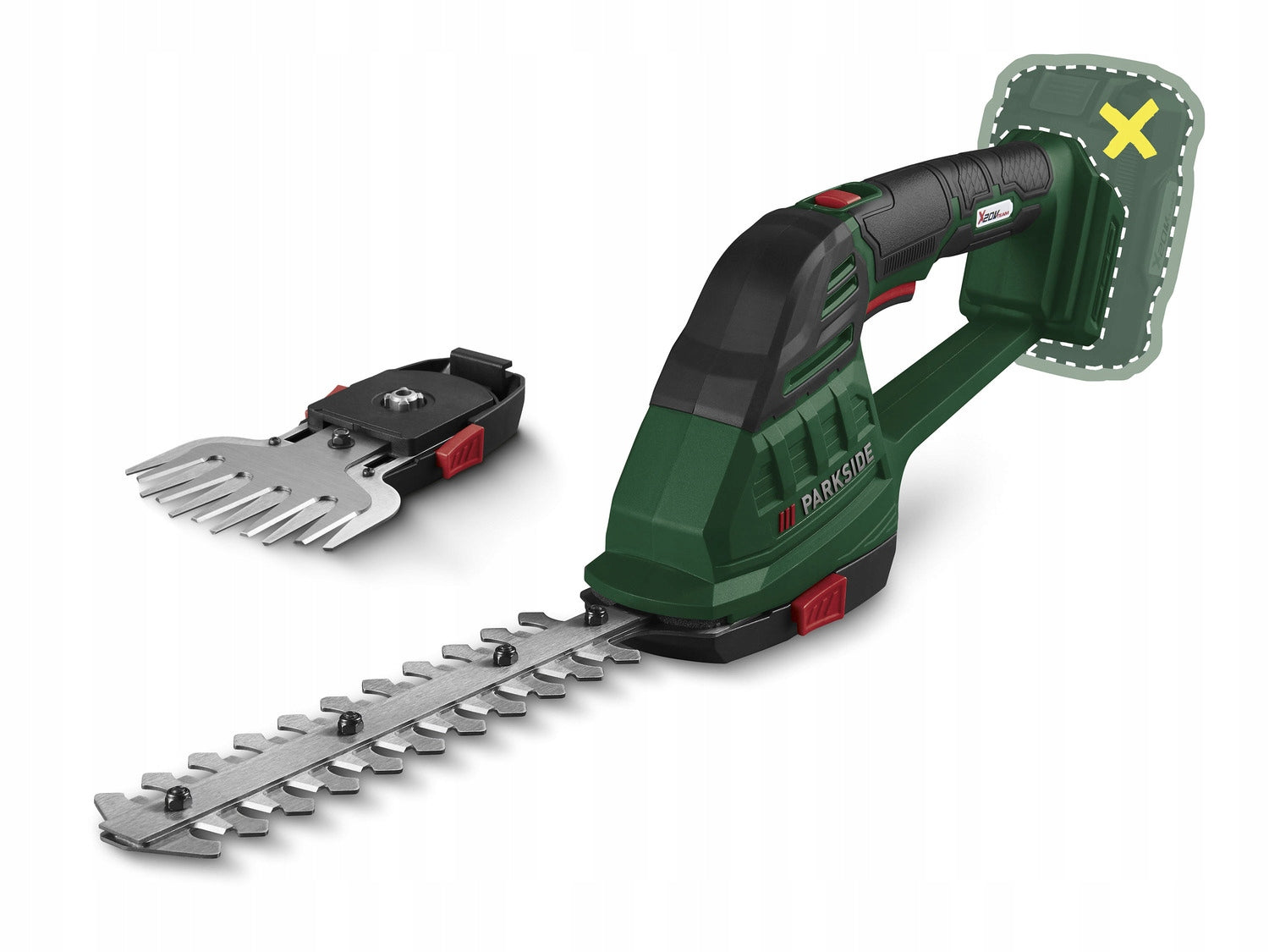 Cordless hedge bush grass shears 18 cm 20V 2in1 Parkside PAGS Packaging status original
