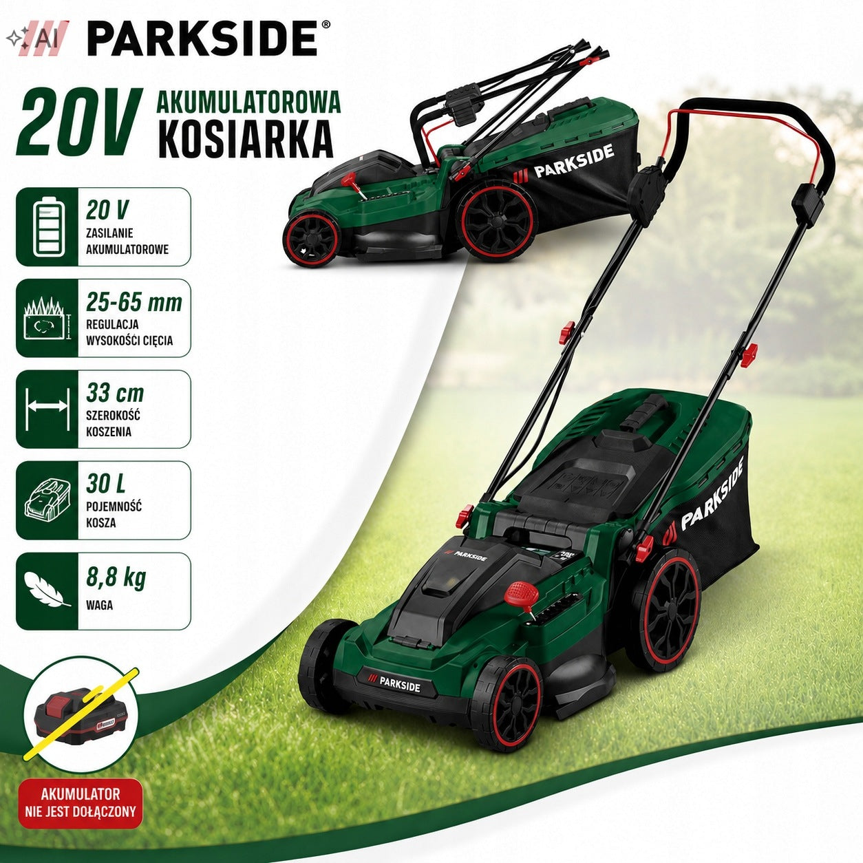 Cordless lawn mower Parkside 40 cm PARM 41 A1 Manufacturer code 507920_2507