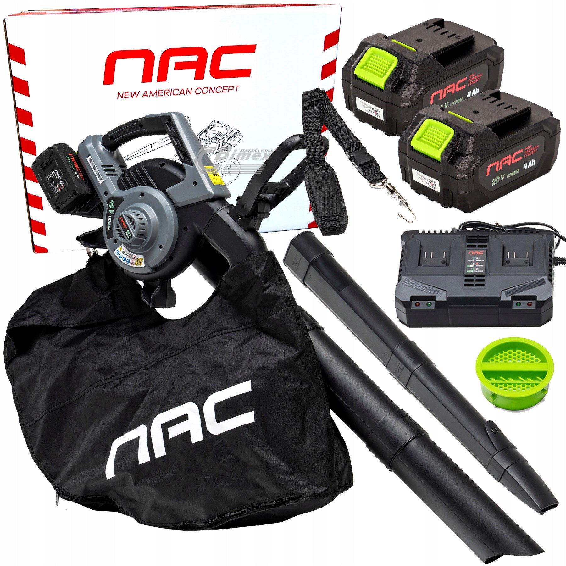 Cordless leaf vacuum cleaner NAC VBB40-2B40-S + 2 x 4,0 Ah + Charger
