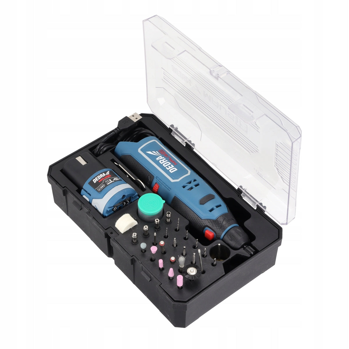 Cordless mini grinder 12V DEDRA MAUS rechargeable battery 2.0 Ah, USB-C set Manufacturer code DED7310T10