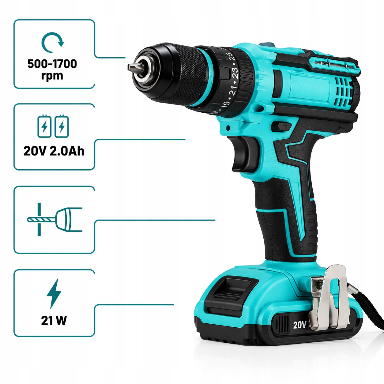 Cordless screwdriver Azaris 20 V 2x2 Ah impact head screwdriver powerful Manufacturer code NITRONIX-ONE