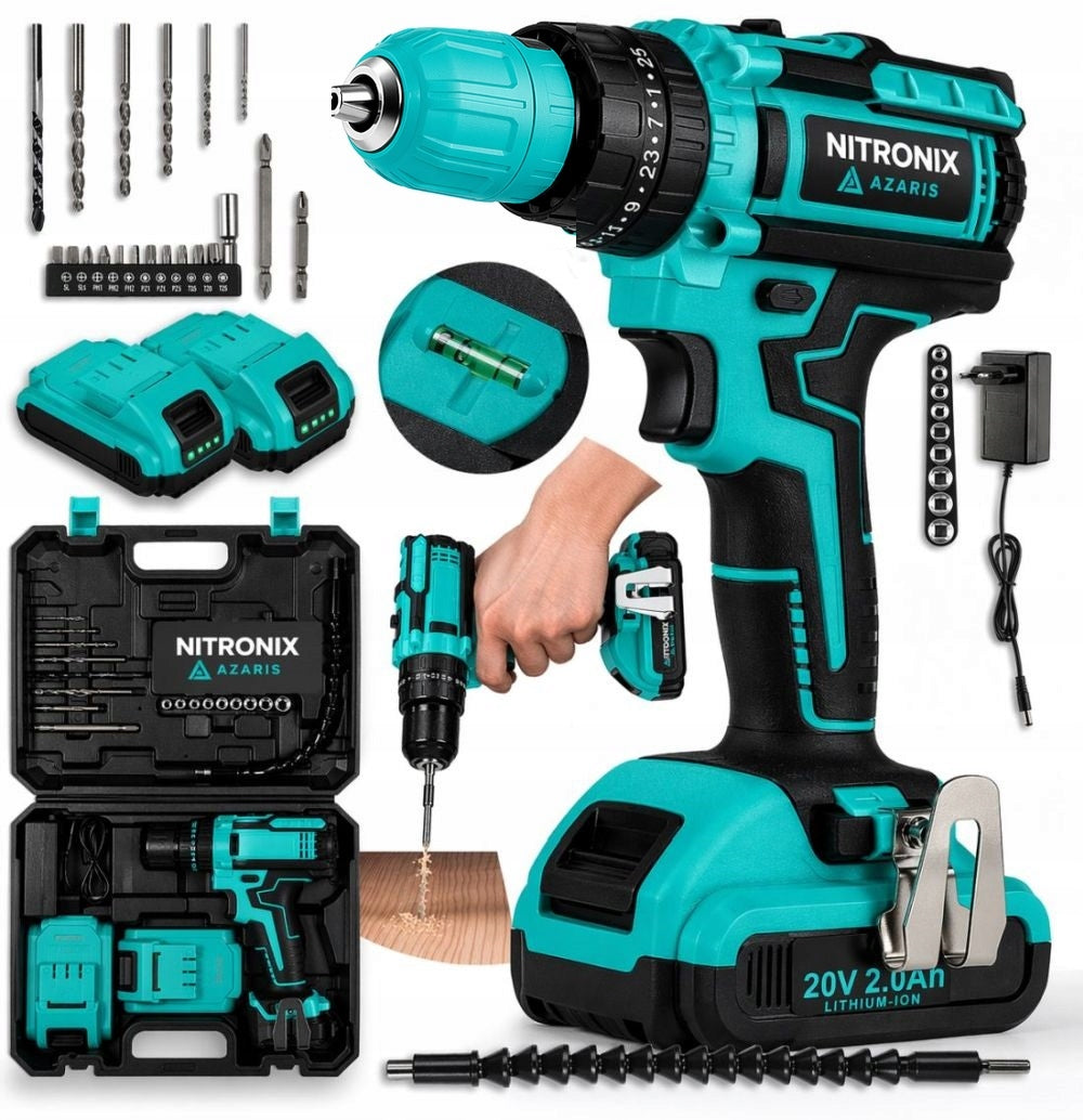 Cordless screwdriver Azaris 20 V 2x2 Ah impact head screwdriver powerful