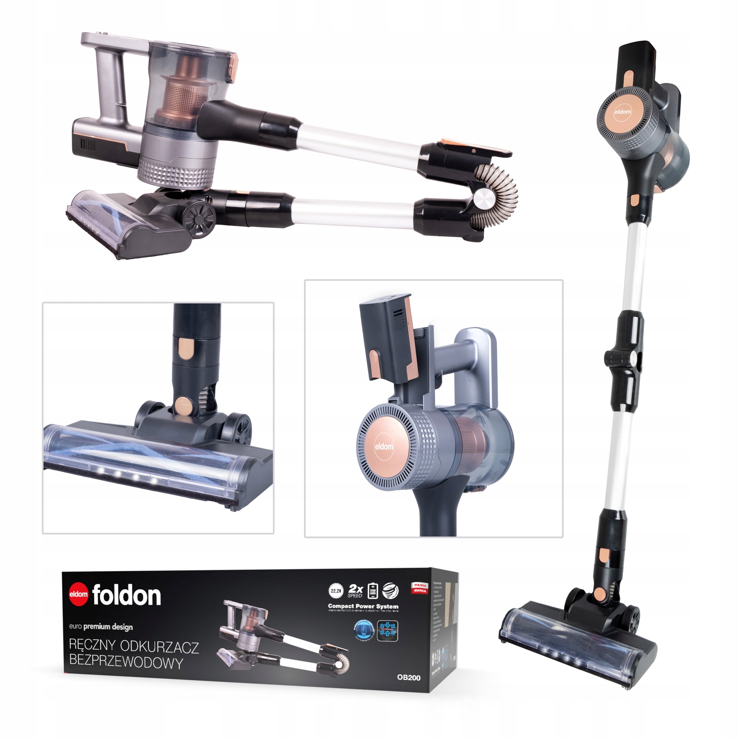 Cordless upright handheld vacuum cleaner Eldom OB200 black