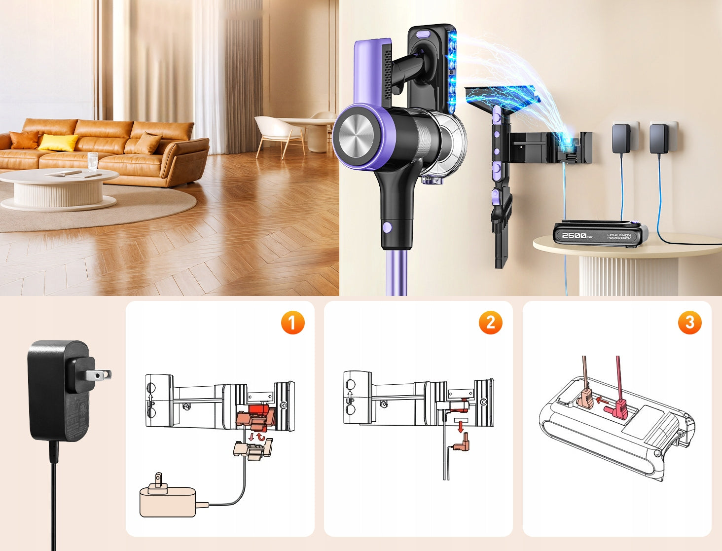 Cordless upright handheld vacuum cleaner Feward H28 500W 48KPA New Version Manufacturer code Feward H28 500W 48KPA Nowa wersja