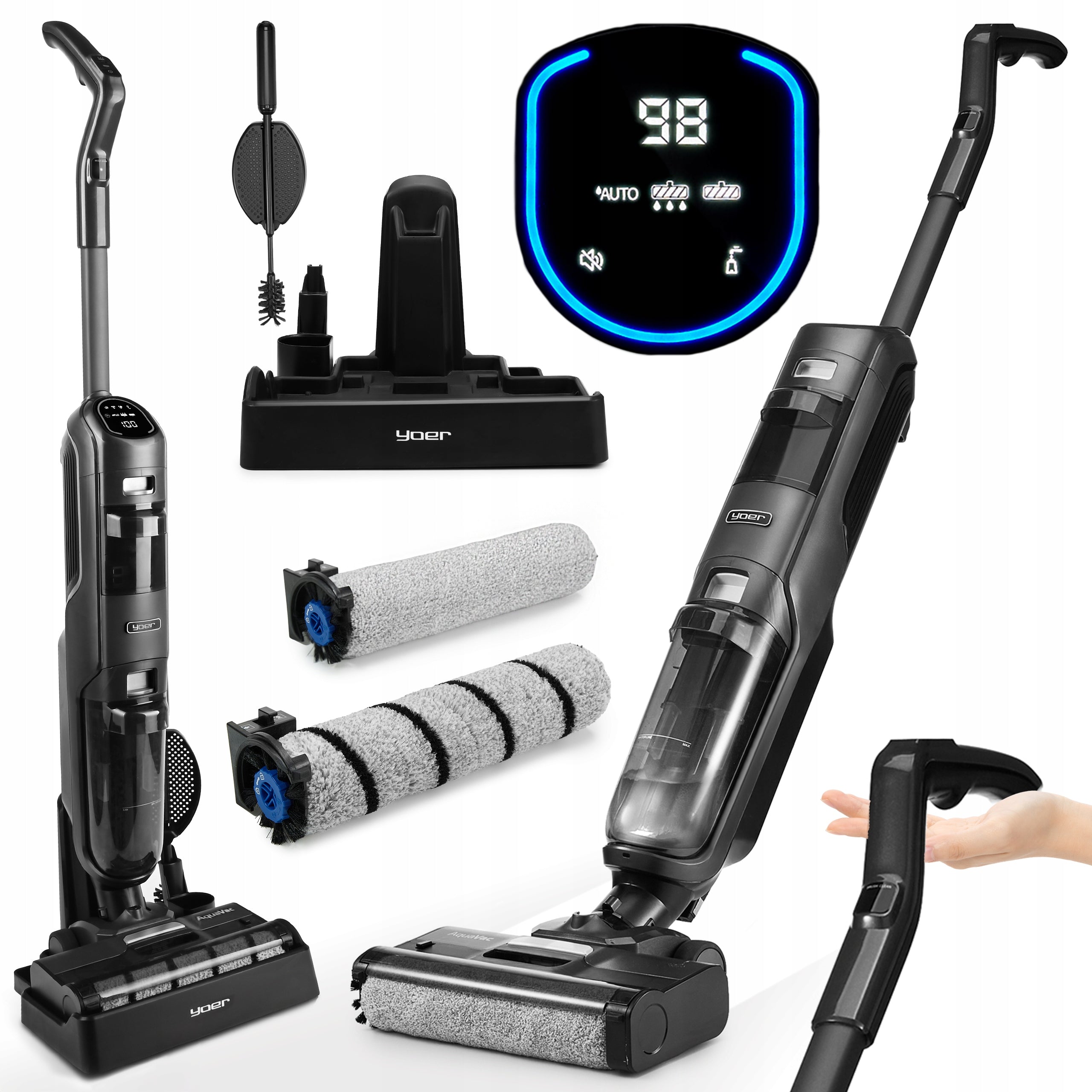 Cordless upright vacuum cleaner 6in1 Yoer 400m2 +HEPA12 +60 min work