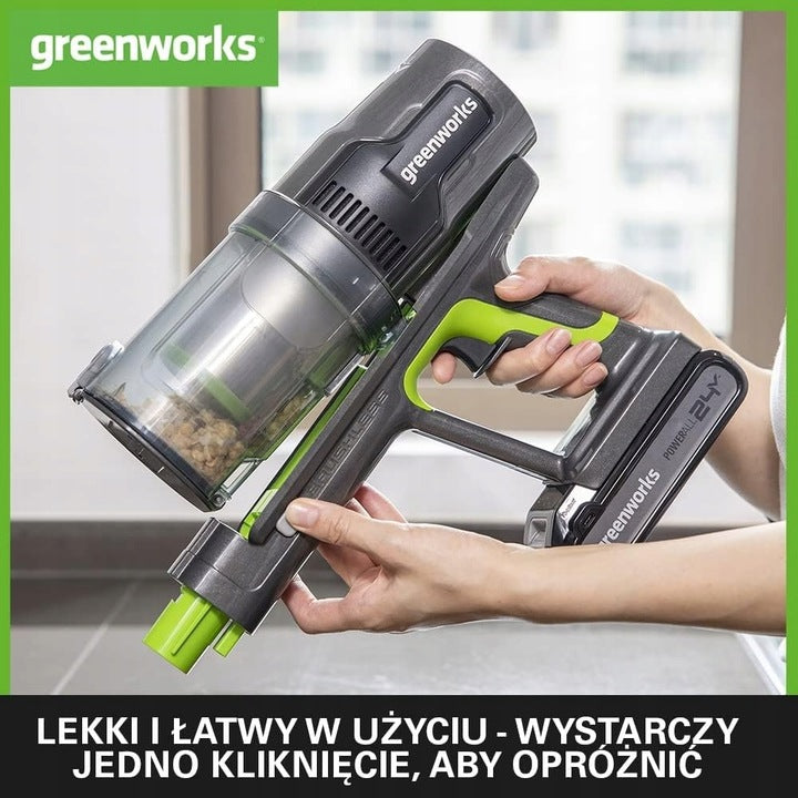 Cordless upright vacuum cleaner, GreenWorks 24V, GD24SVK4S Manufacturer code GR4700607UBVT