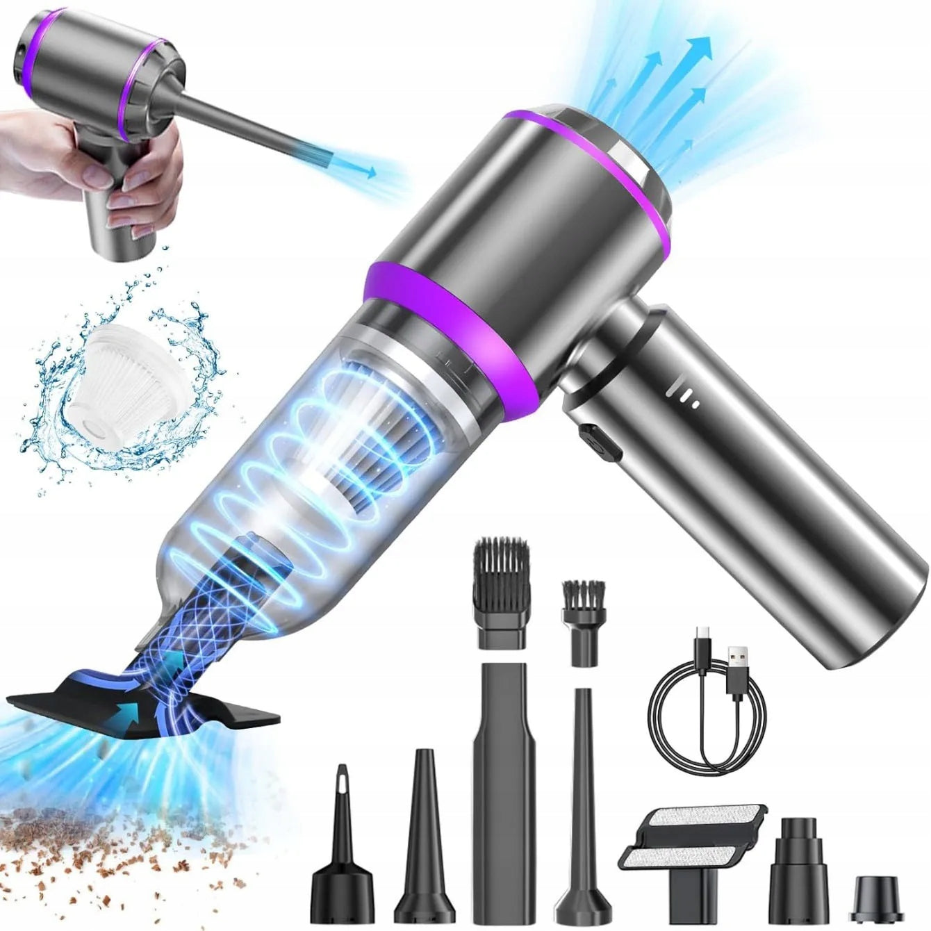 Cordless vacuum cleaner for car 4in1 compressor blower pump powerful