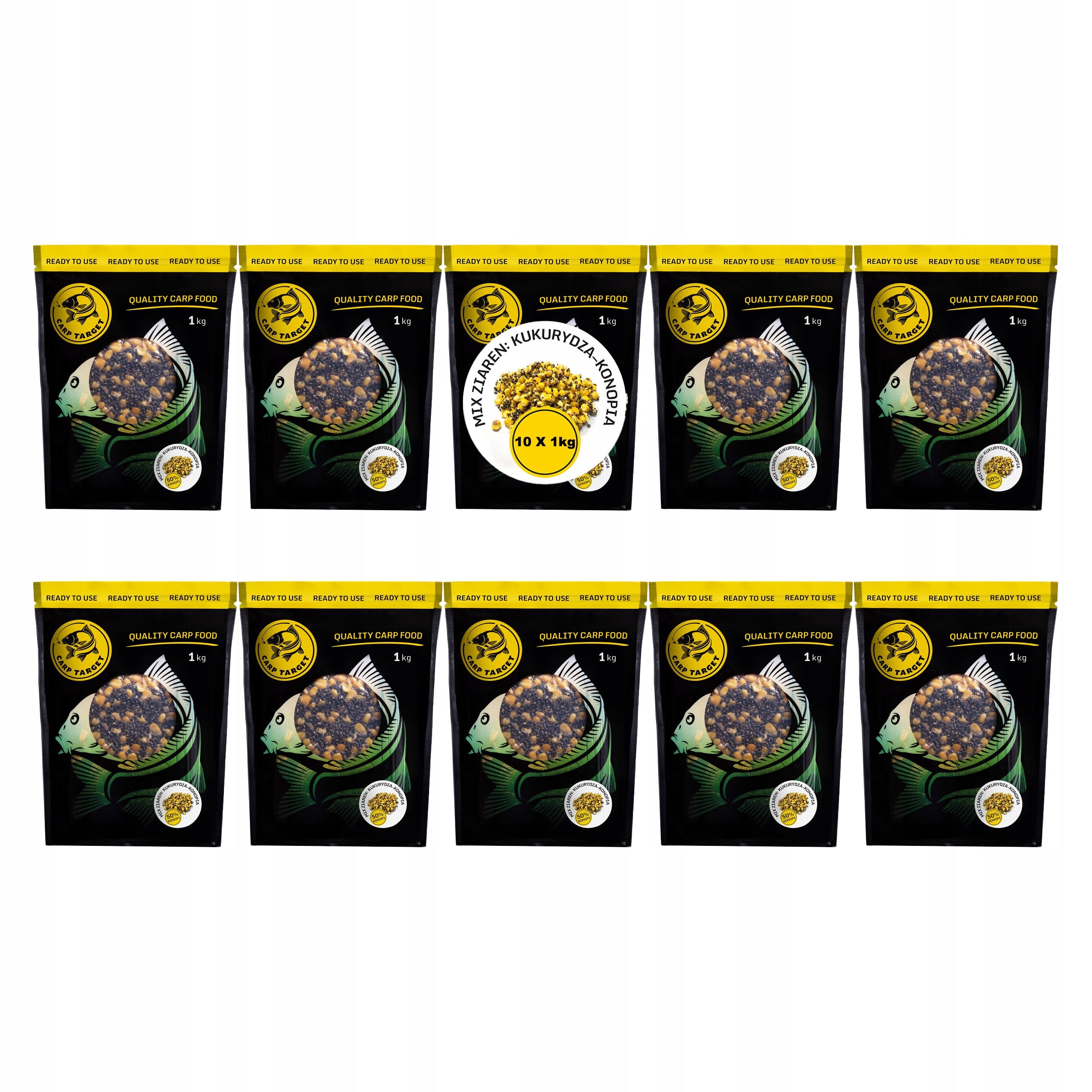 Corn Hemp MIX Grains Ready Fishing Bait 10kg (10 x 1kg)