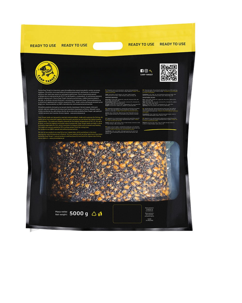 Corn Hemp Rapeseed MIX Grains Ready Fishing Bait 5 kg Brand Carp Target