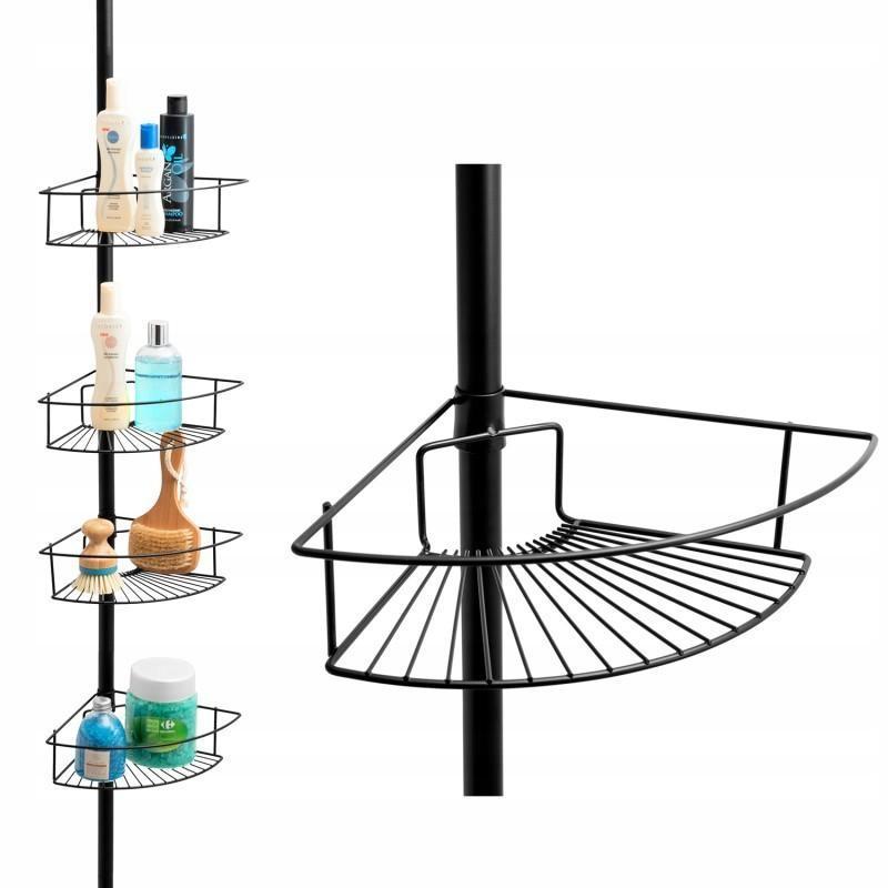 Corner Bathroom Shelf Telescopic Black Shower Bathroom Shelves