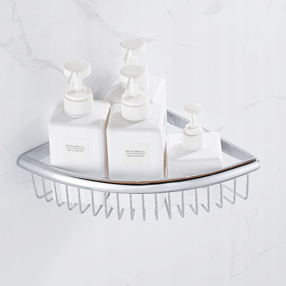Corner Bathroom Shower Shelf, Silver, Stainless Steel, Strong Brand no brand